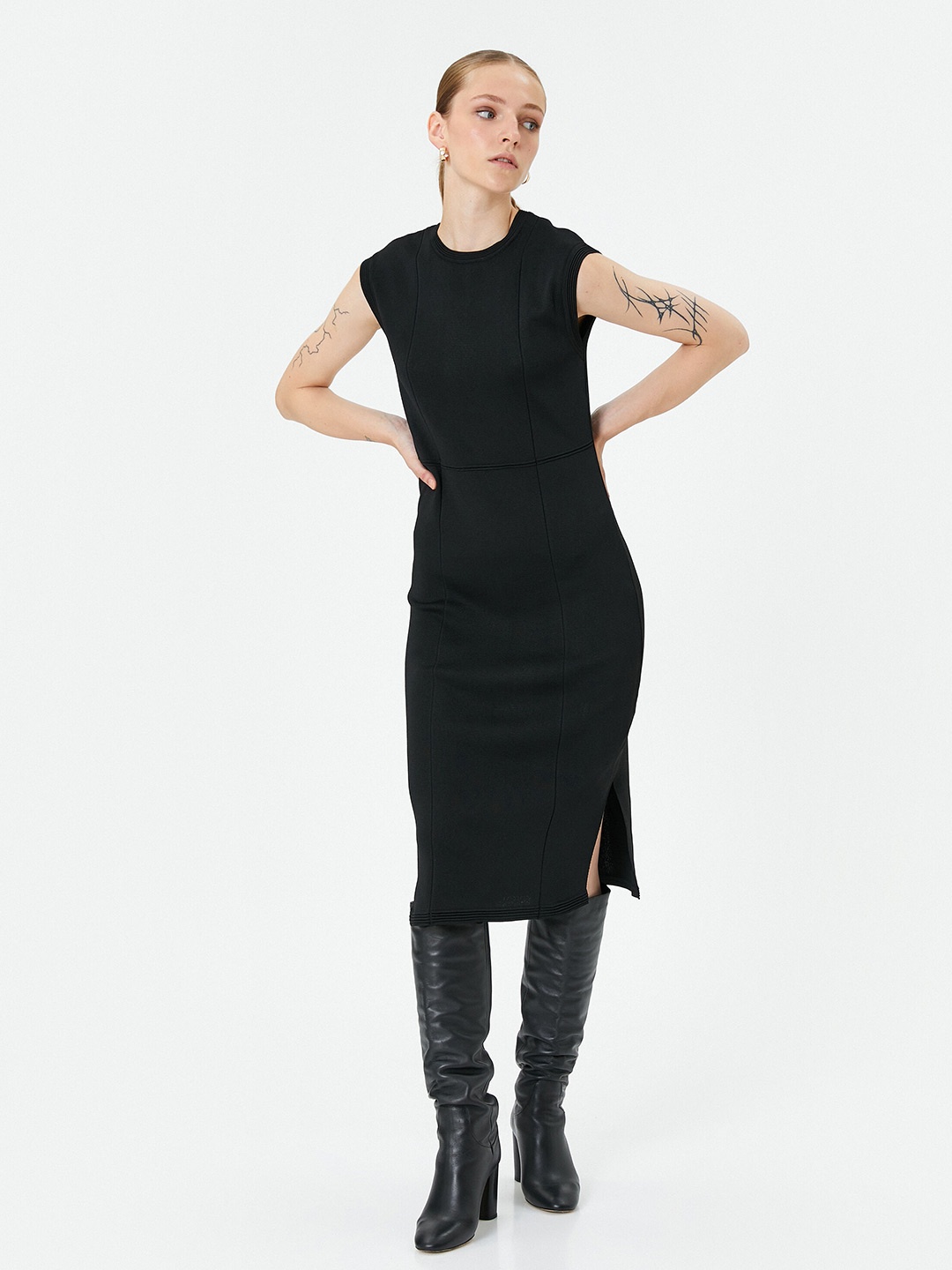 

Koton Sleeveless Sheath Midi Dress, Black