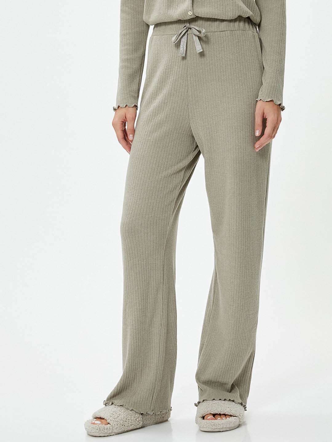 

Koton Striped Top With Pyjama Night suit, Grey