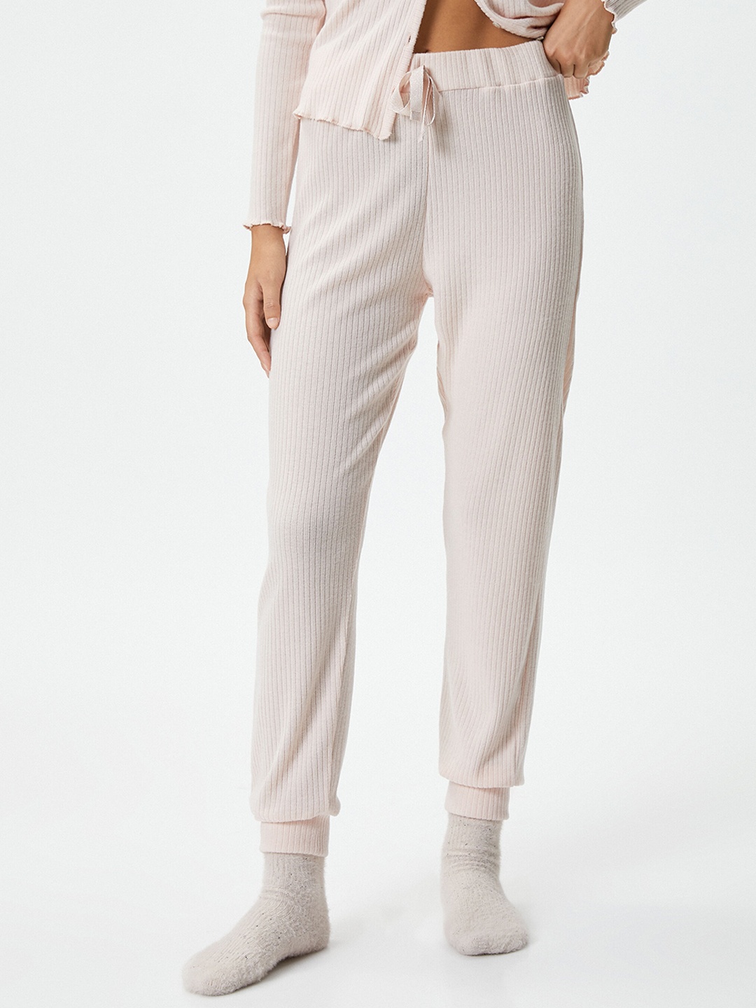 

Koton Striped Top With Pyjama Night suit, Pink