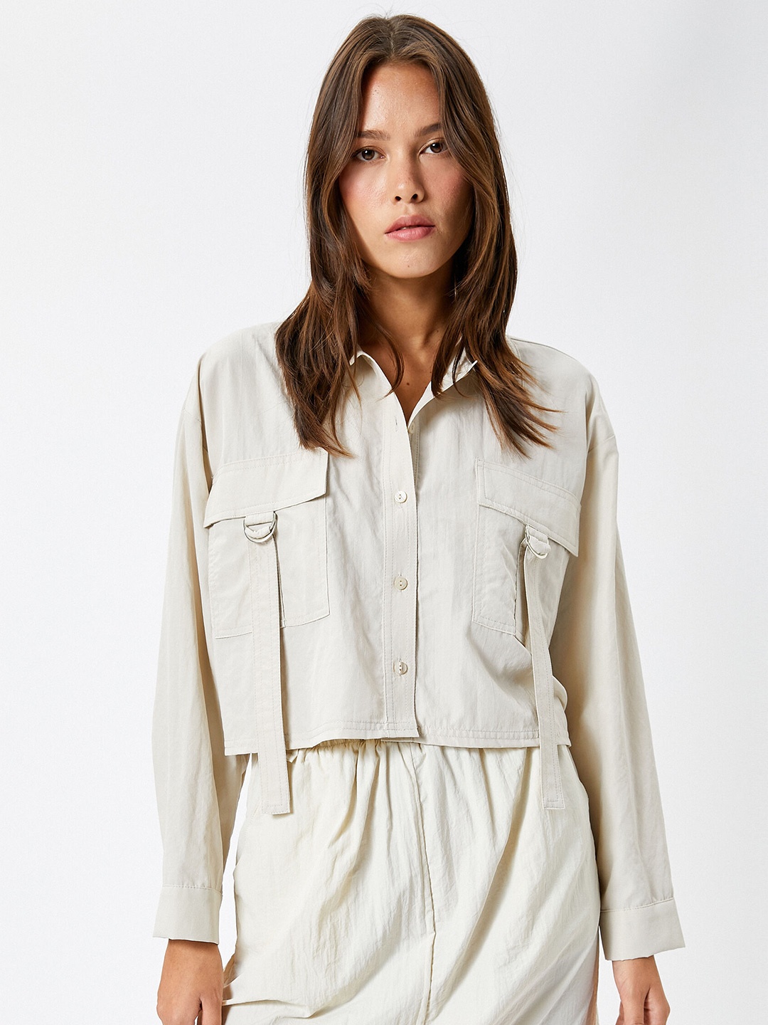 

Koton Spread Collar Casual Shirt, Beige