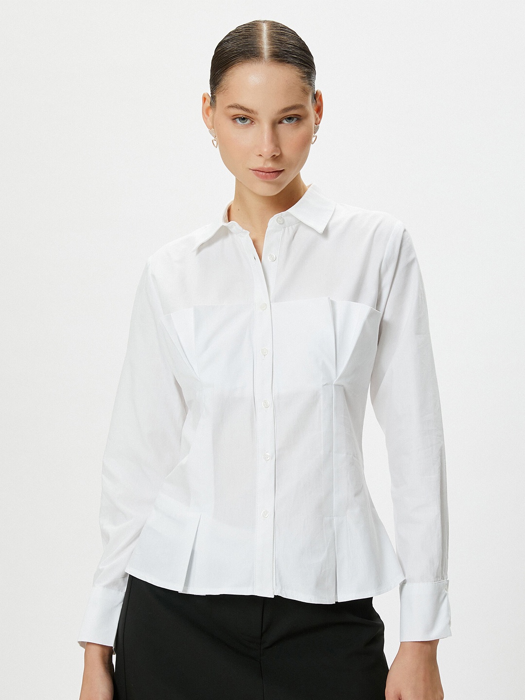 

Koton Spread Collar Long Sleeves Pure Cotton Casual Shirt, White