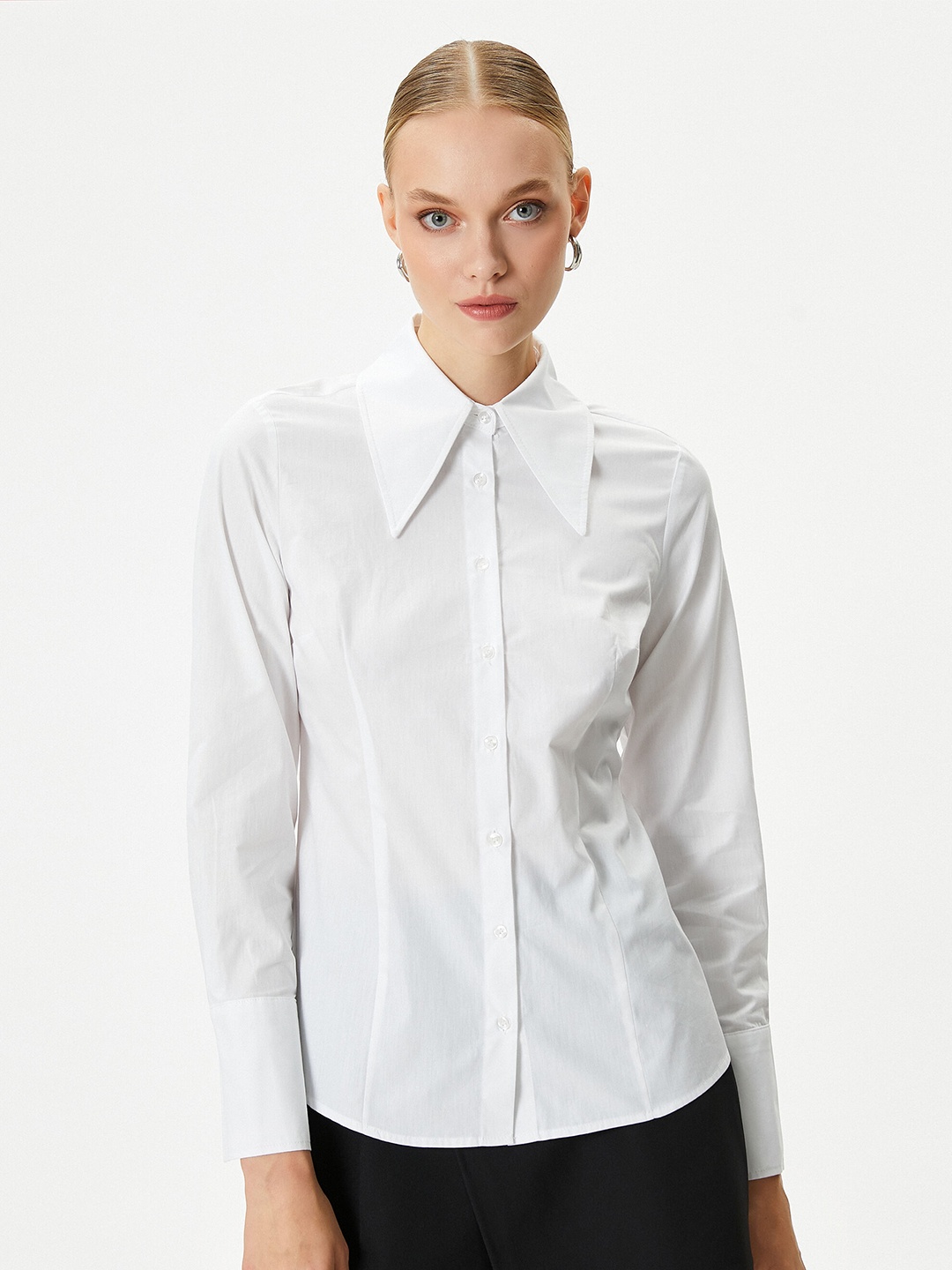 

Koton Above the Keyboard Collar Pure Cotton Casual Shirt, White