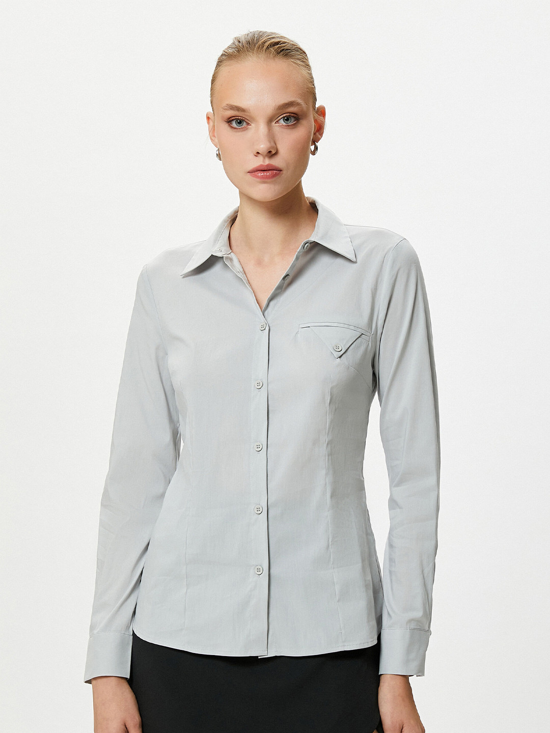 

Koton Spread Collar Long Sleeves Casual Shirt, Grey