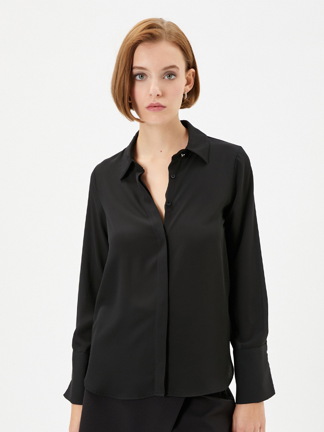 

Koton Spread Collar Casual Shirt, Black