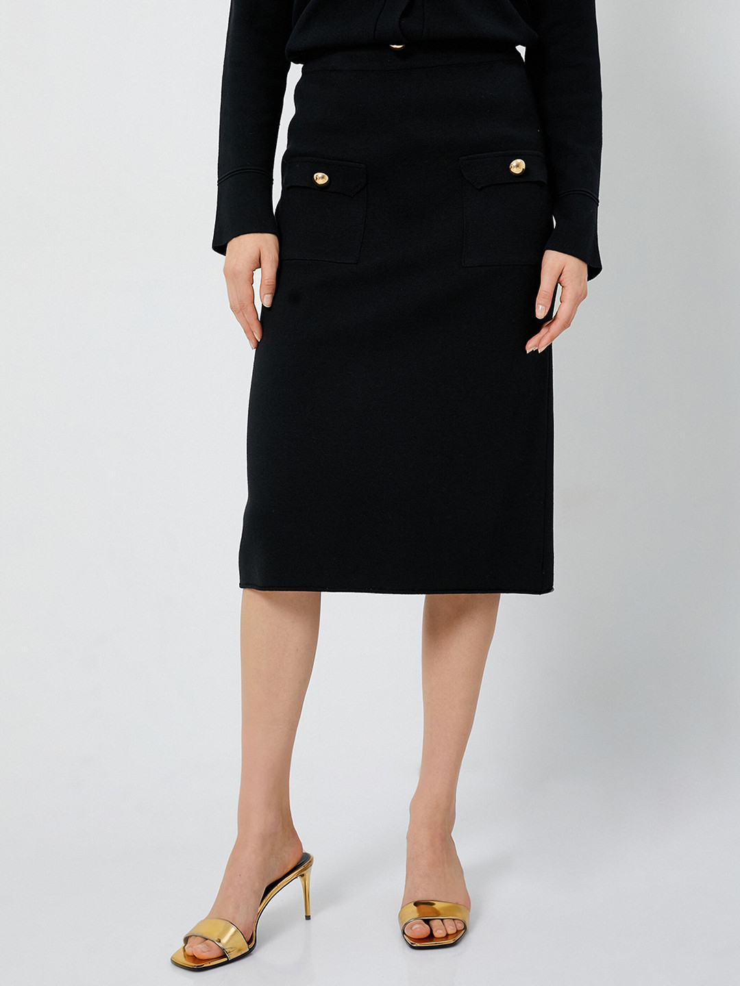 

Koton Woven Straight Knee Length Skirt, Black