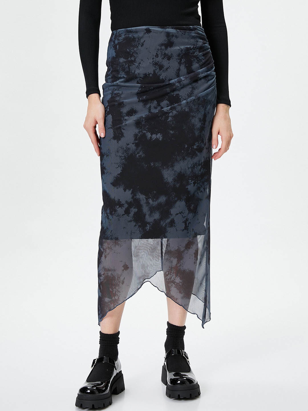 

Koton Abstract Printed Mid Rise Straight Skirt, Blue