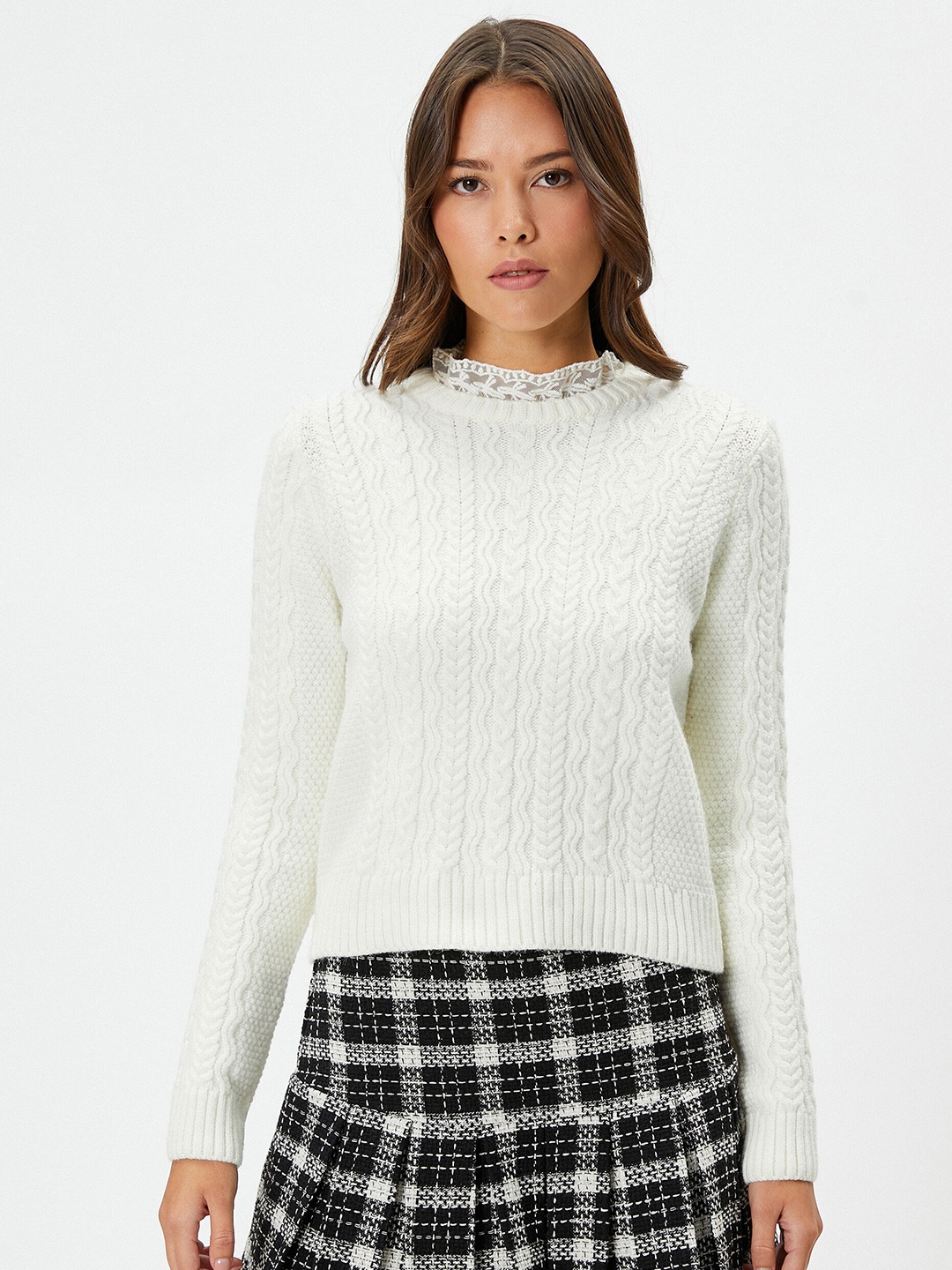 

Koton Self Designed Mock Collar Pullover, White
