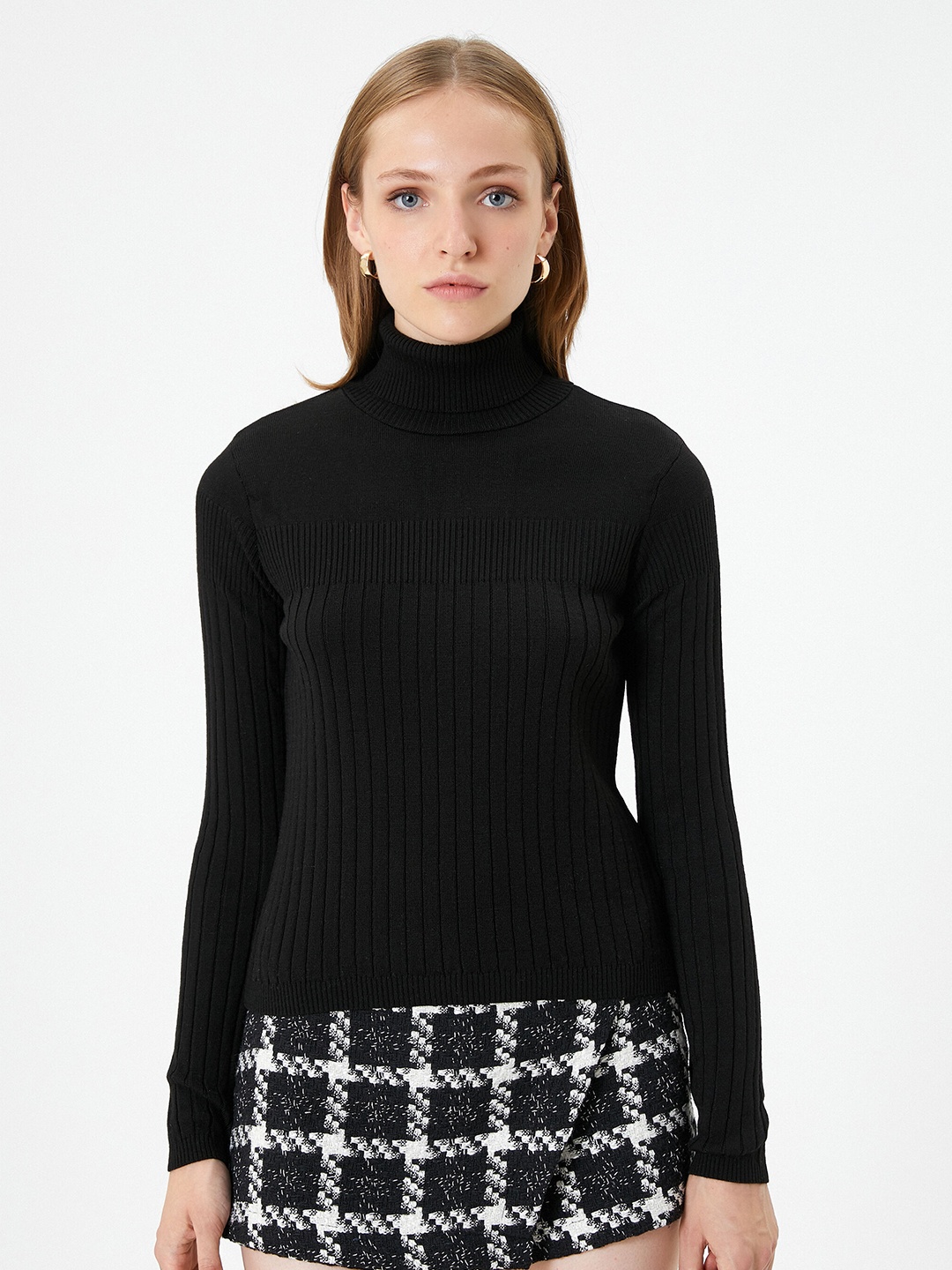 

Koton Ribbed Turtle Neck Acrylic Pullover Sweater, Black