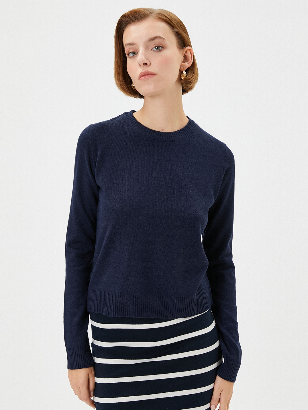 

Koton Round Neck Acrylic Pullover, Navy blue