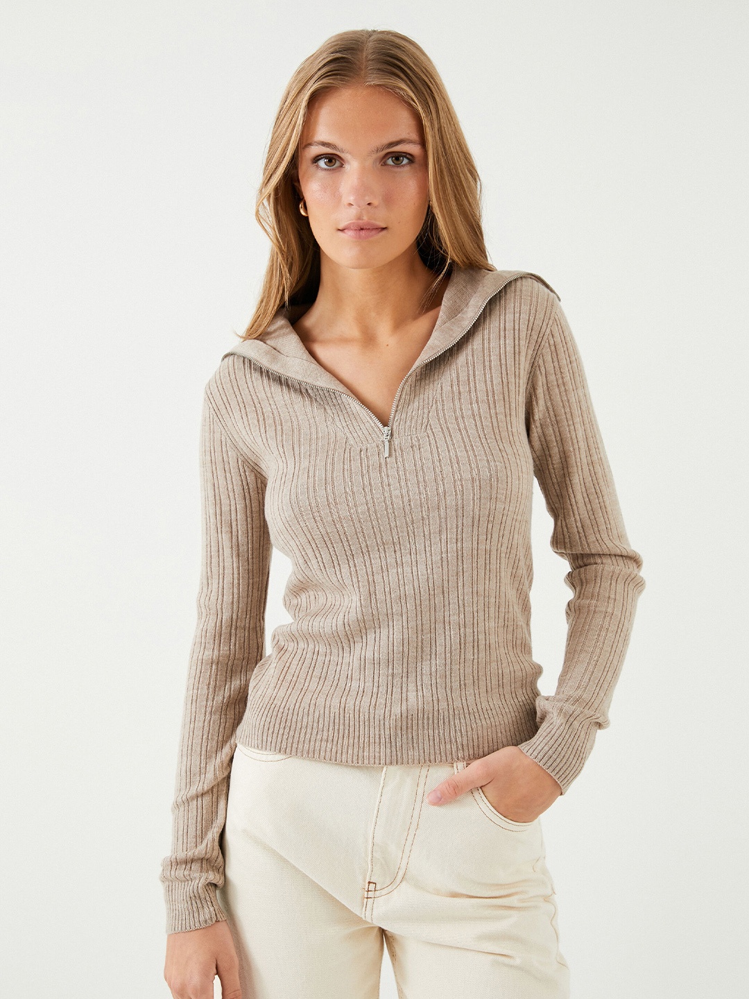 

Koton Long Sleeves Ribbed Acrylic Pullover, Grey