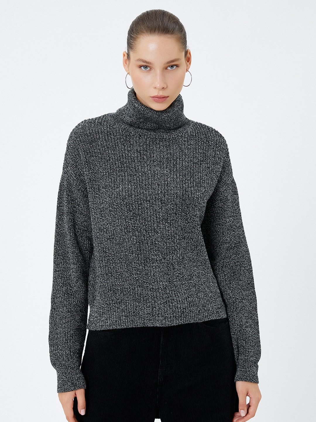 

Koton Ribbed Turtle Neck Acrylic Pullover Sweater, Grey