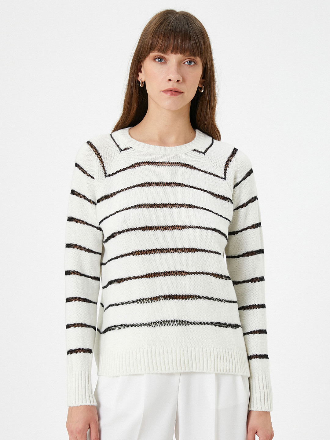 

Koton Striped Acrylic Pullover, Black