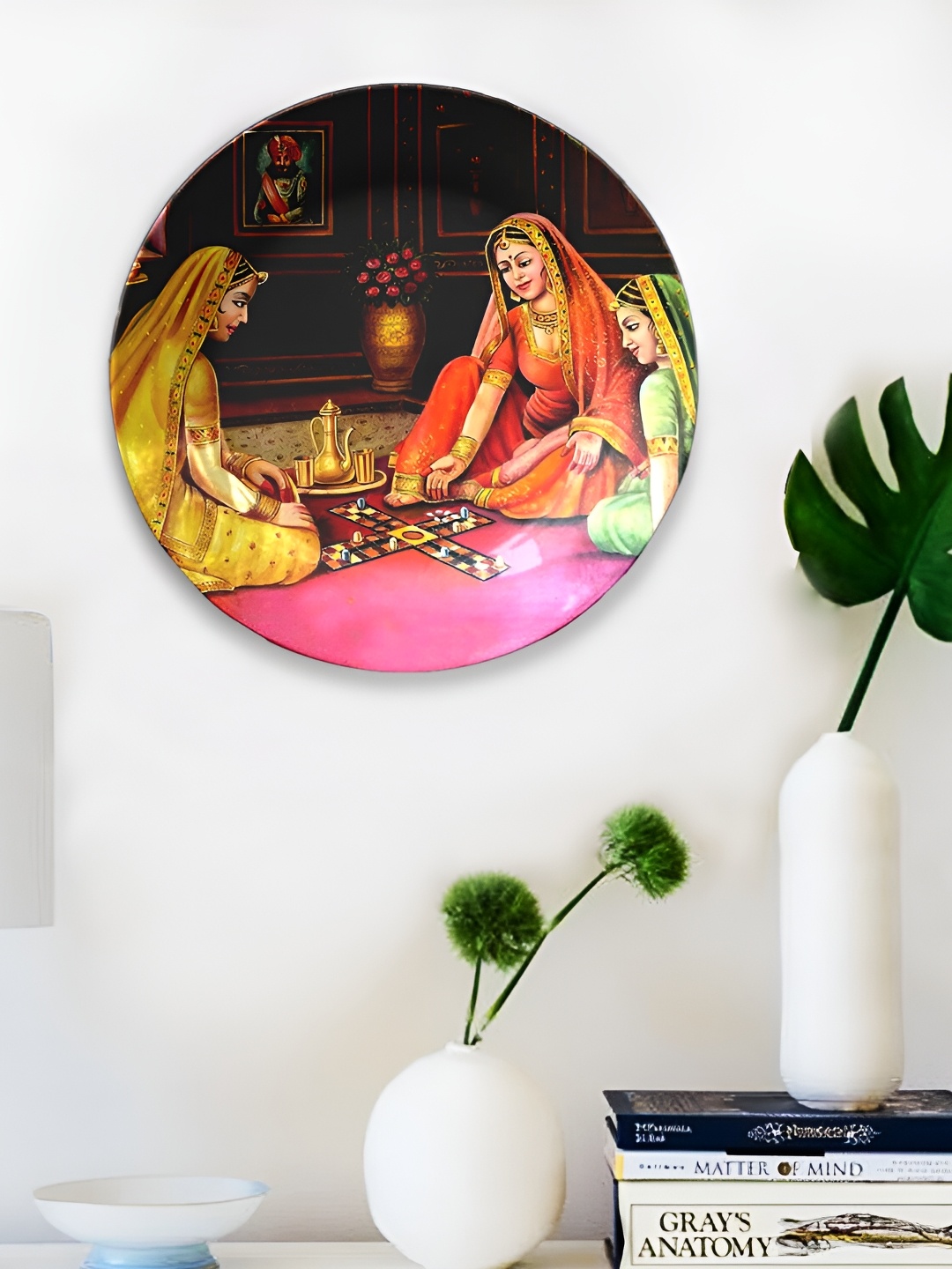 

JIKRAA Brown & Red Printed Jikraa-Rajasthani Ceramic Wall Plate