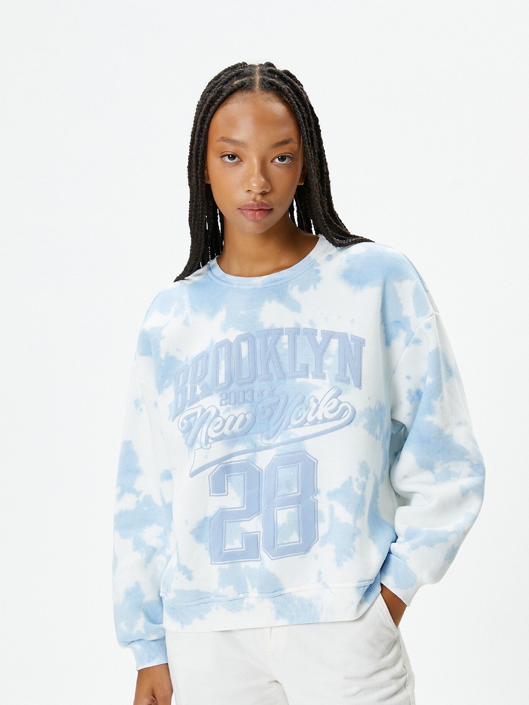 

Koton Abstract Printed Pullover Sweatshirt, Blue