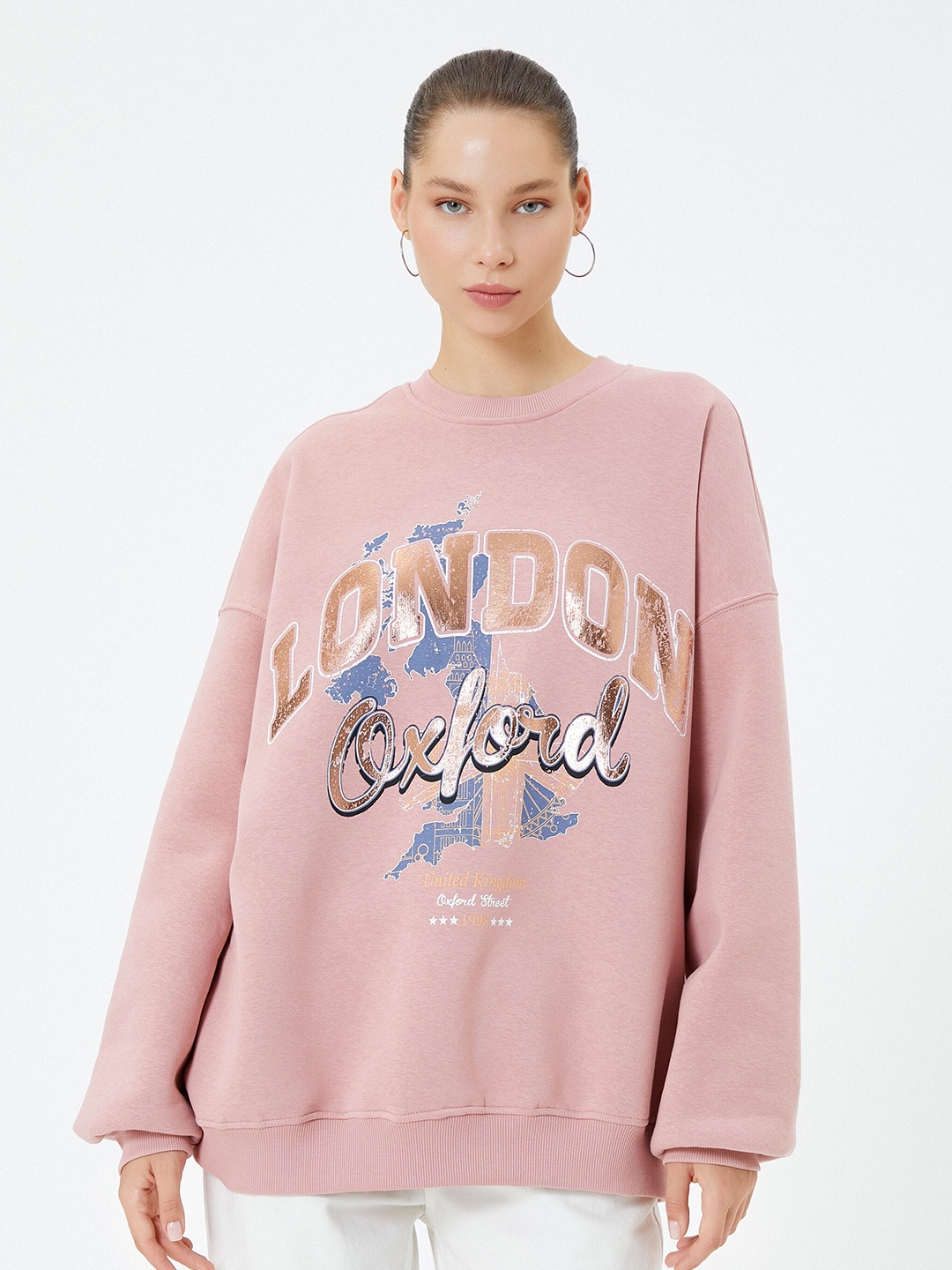 

Koton Typography Printed Pullover Sweatshirt, Pink