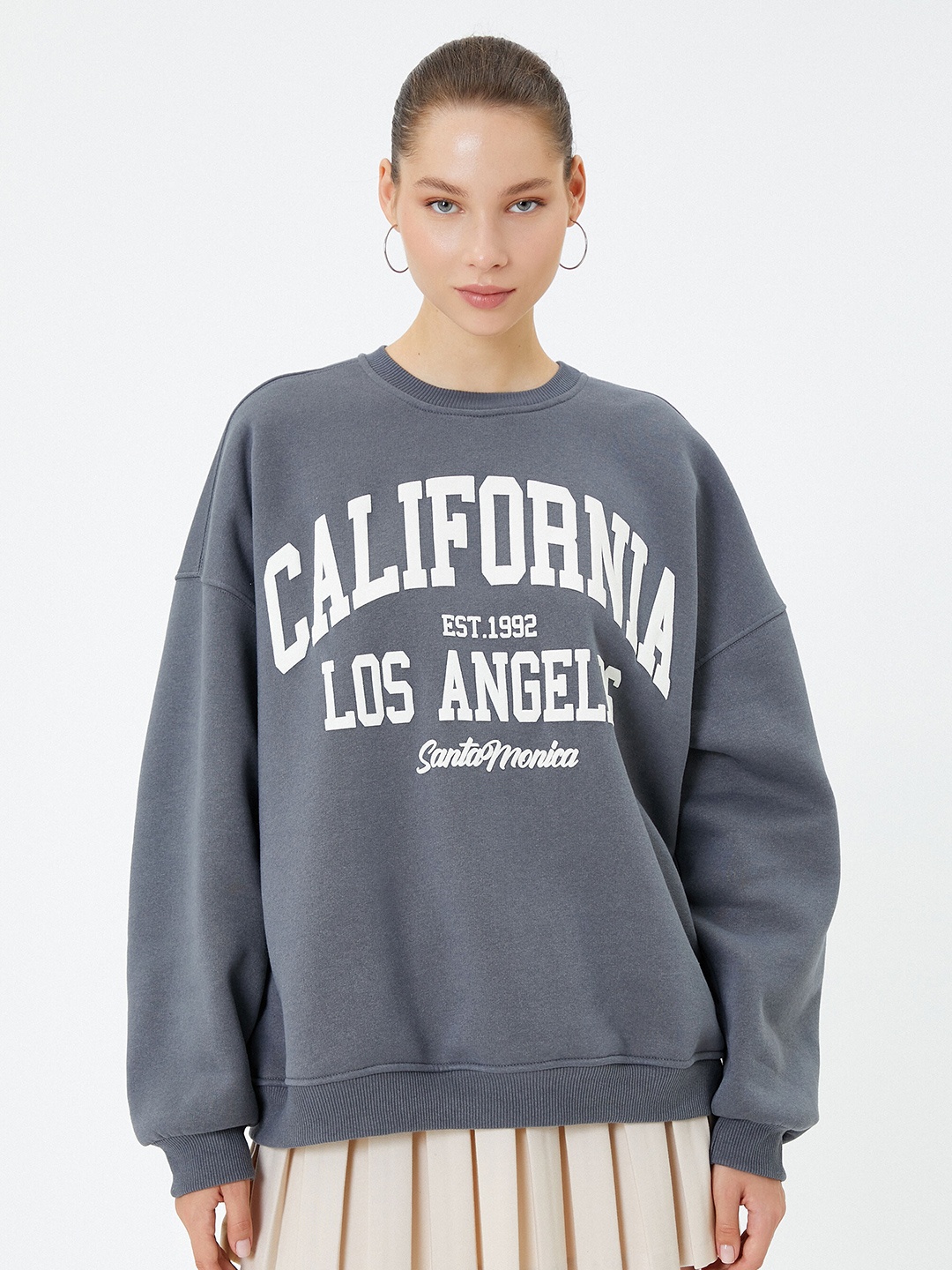 

Koton Typography Printed Pullover Sweatshirt, Grey