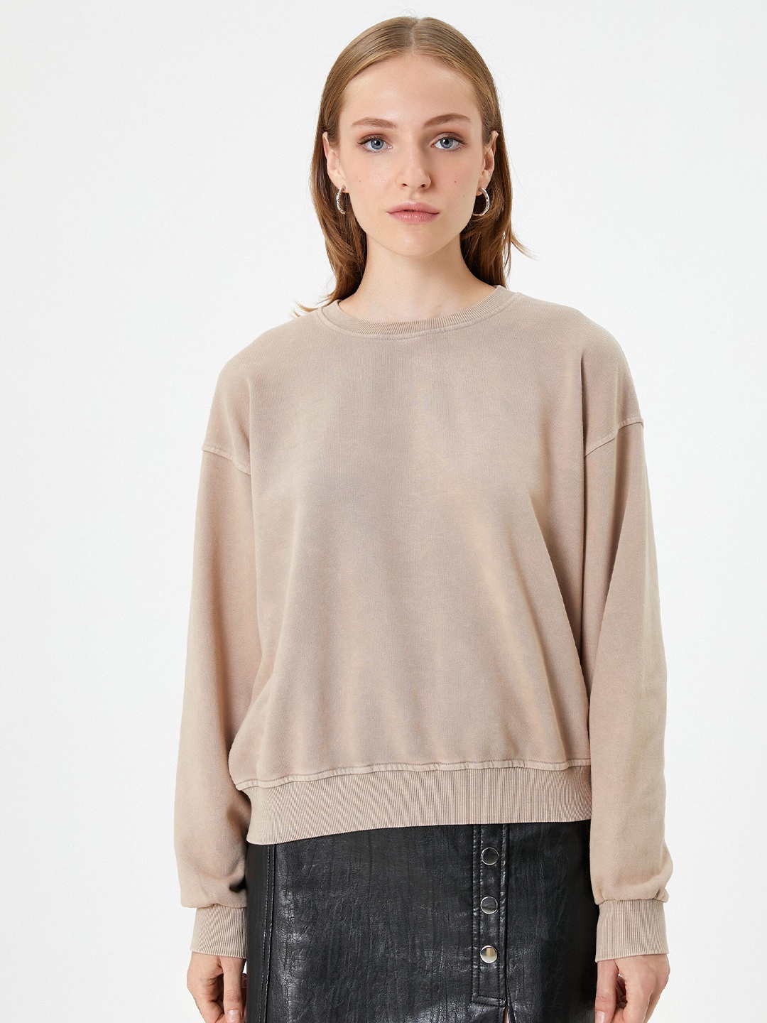 

Koton Round Neck Pullover Sweatshirt, Beige