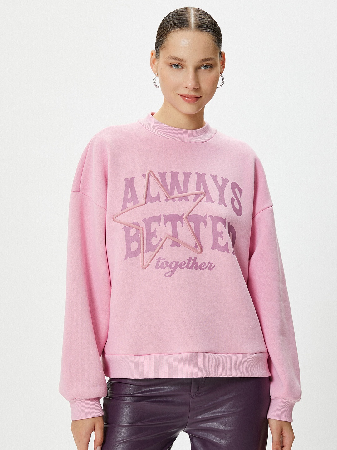 

Koton Typography Printed Pullover Sweatshirt, Pink