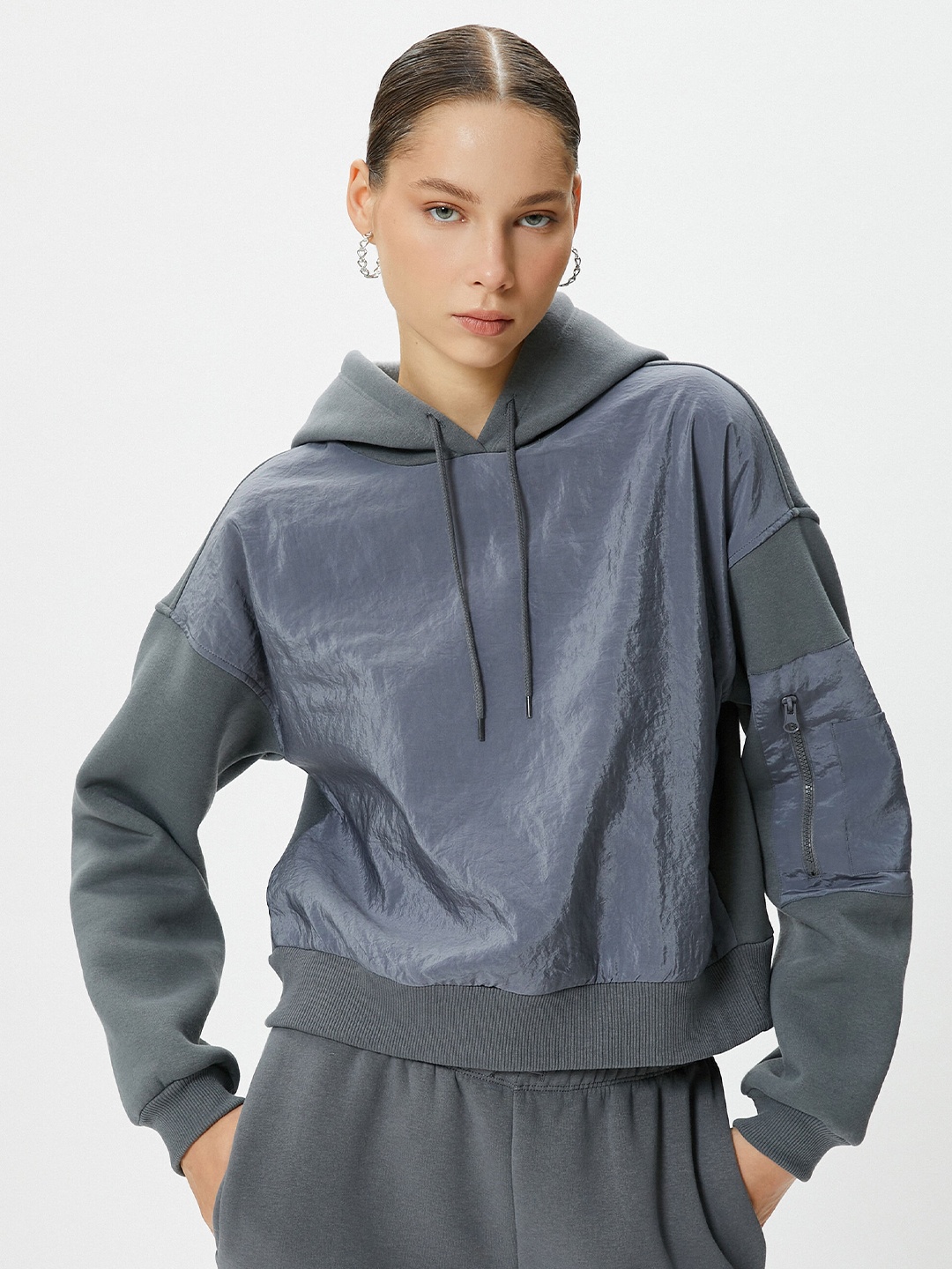 

Koton Hooded Pullover Sweatshirt, Grey