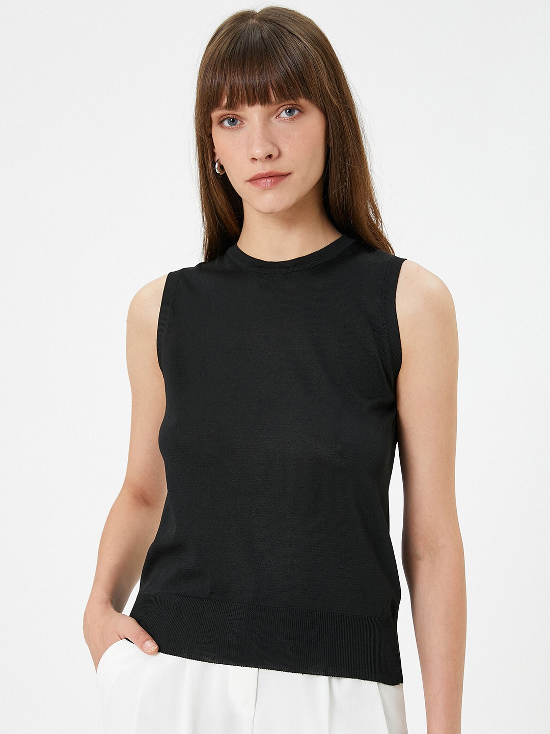 

Koton High Neck Sleeveless Top, Black