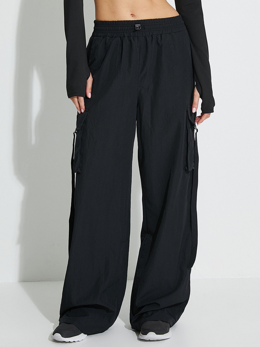 

Koton Women Relaxed Fit Mid-Rise Track Pants, Black