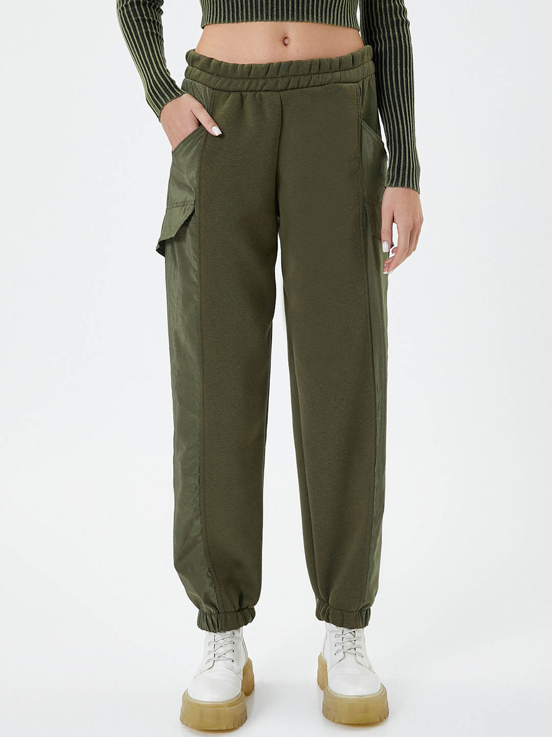 

Koton Women Mid-Rise Joggers, Khaki