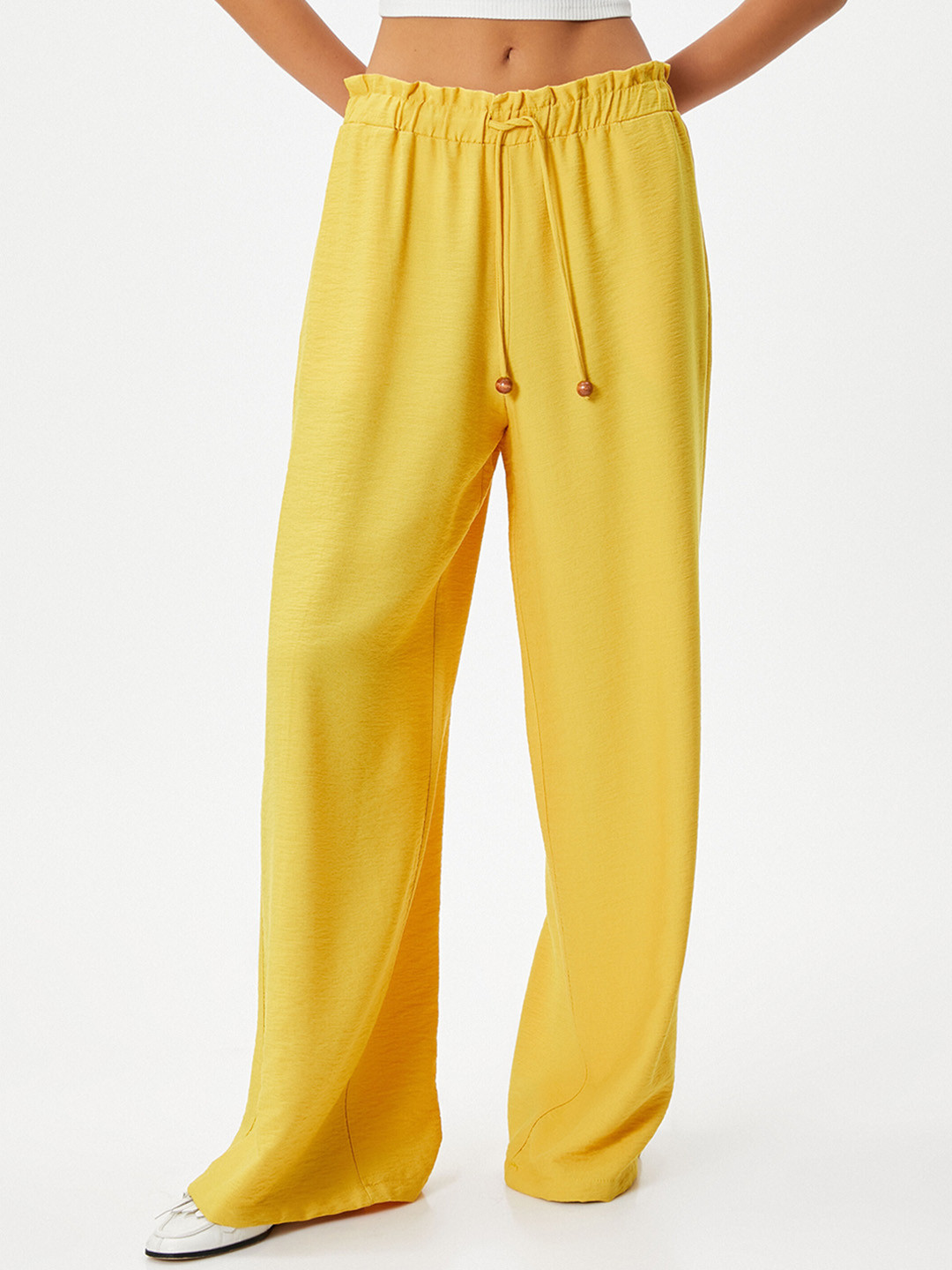

Koton Women High-Rise Parallel Trouser, Yellow
