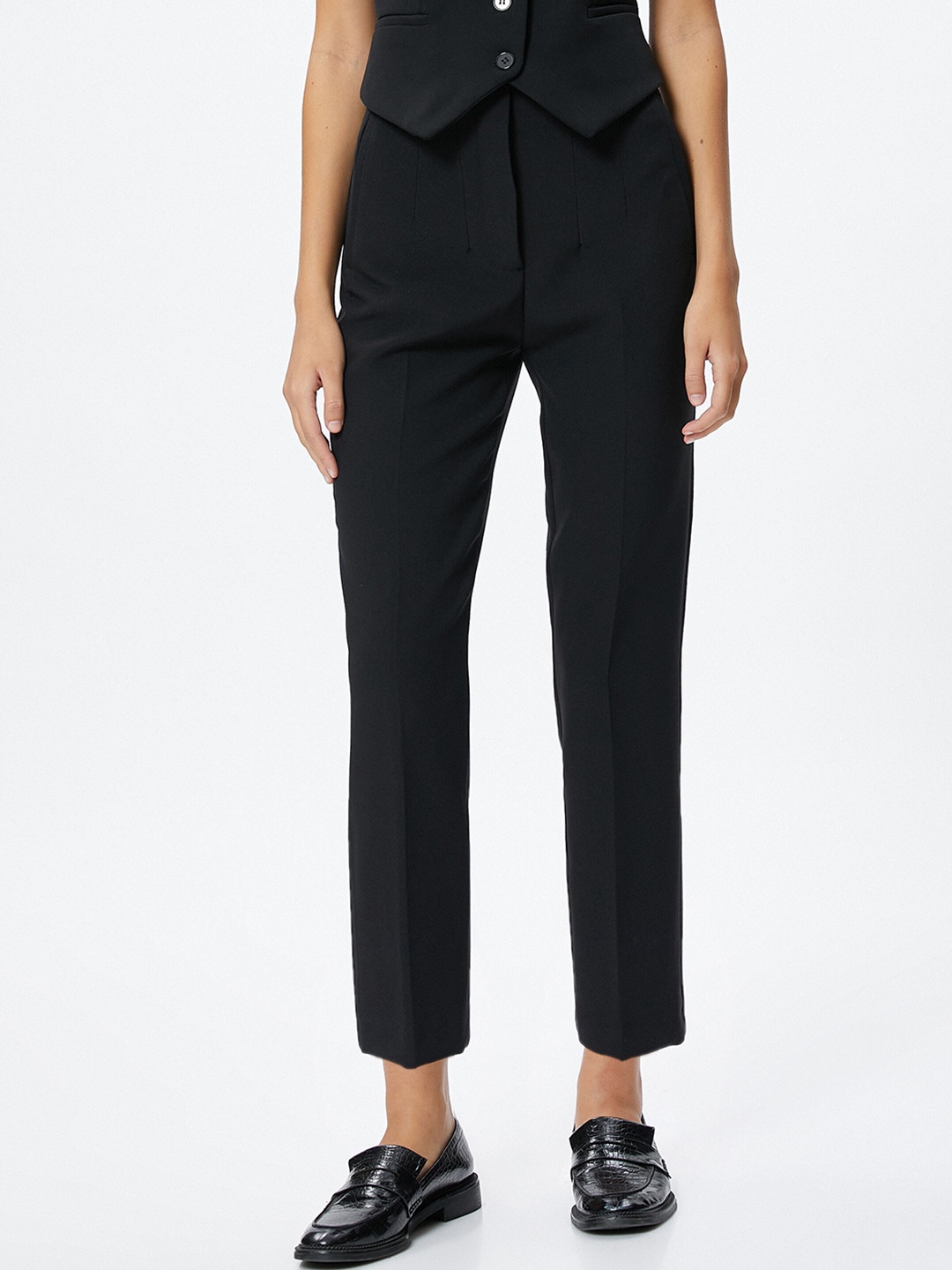 

Koton Women High-Rise Peg Trousers, Black