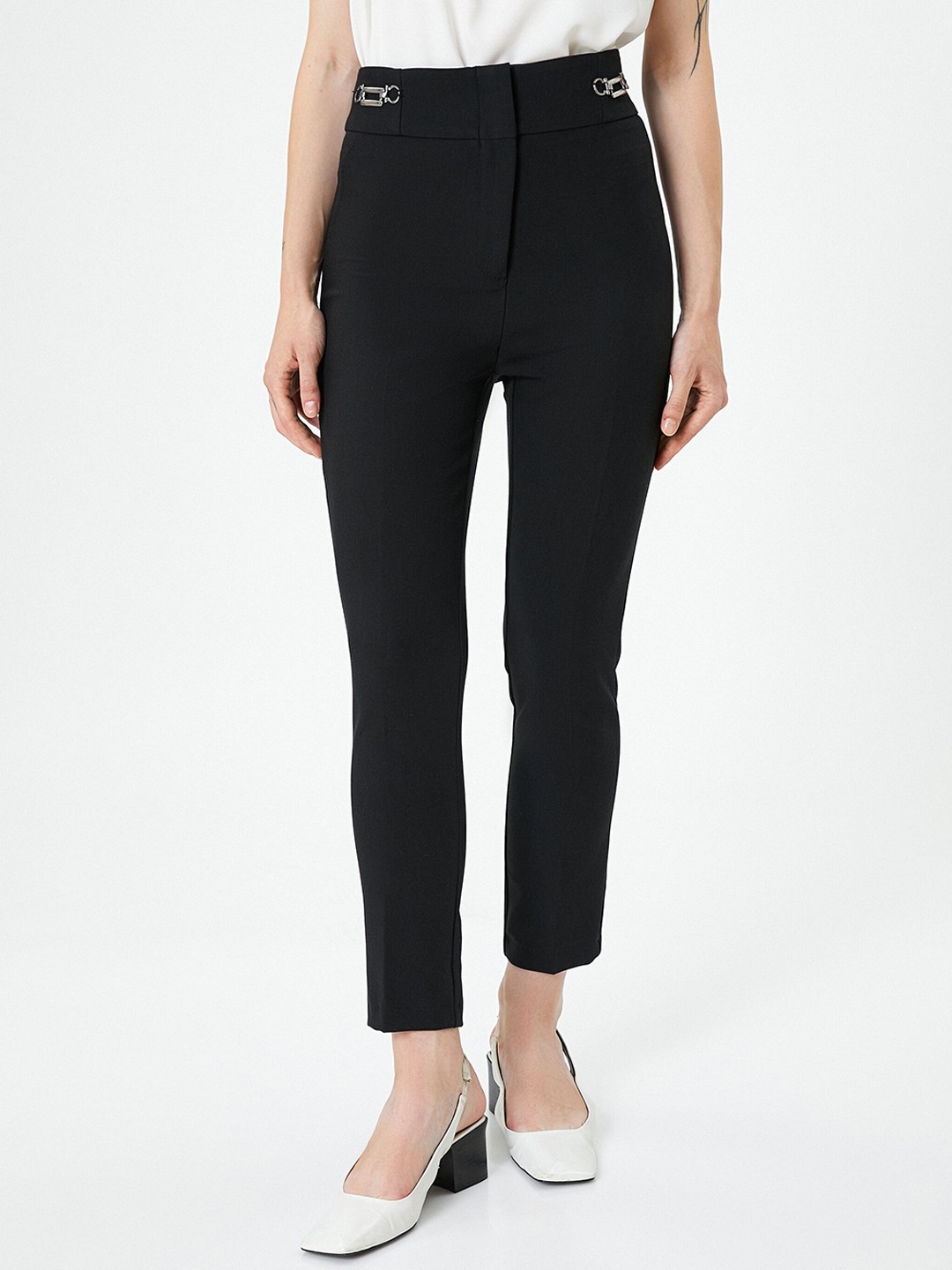 

Koton Women High-Rise Trousers, Black