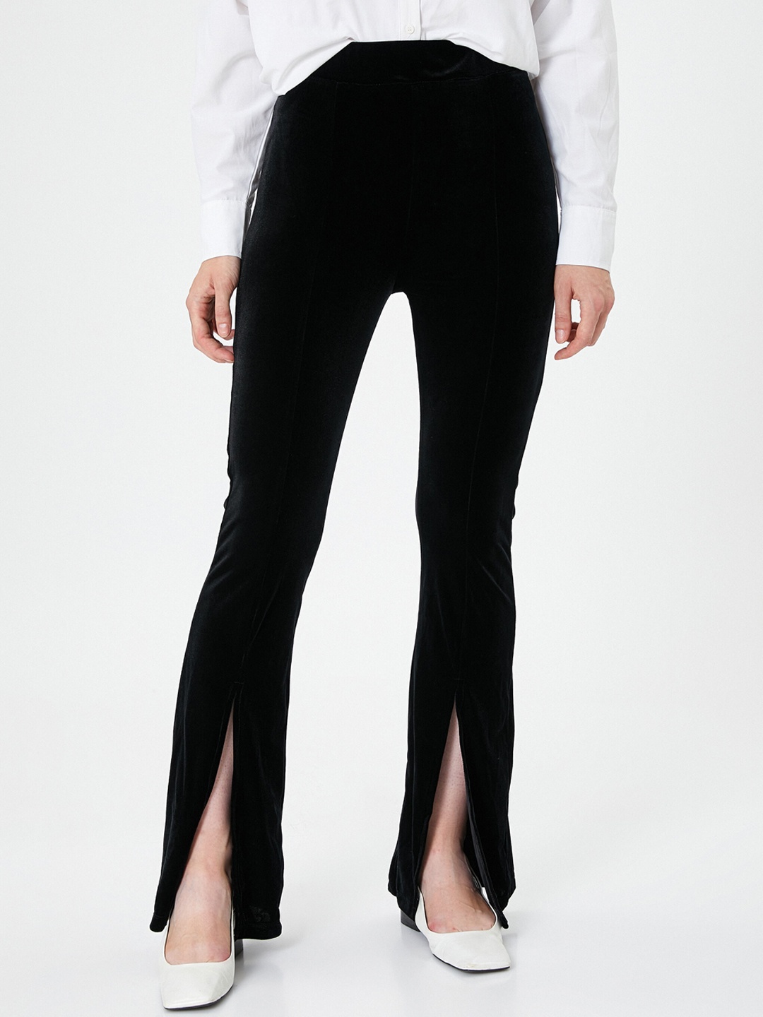 

Koton Women Mid Rise Bootcut Trousers, Black