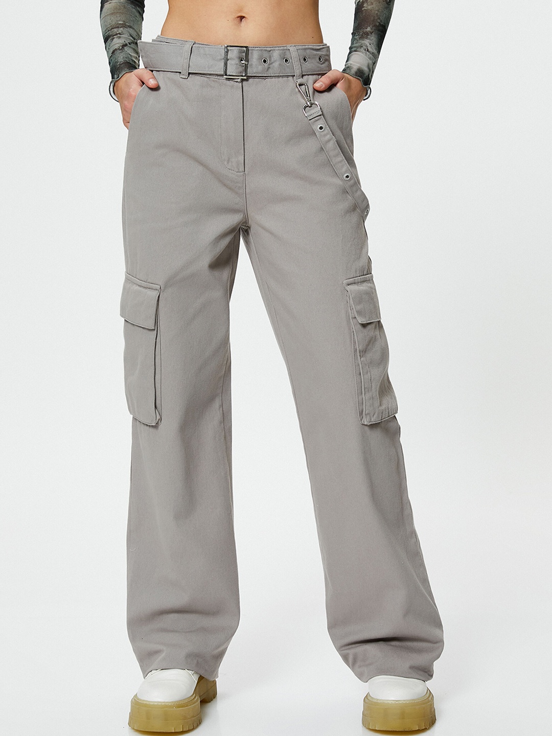

Koton Women High-Rise Cargos, Grey