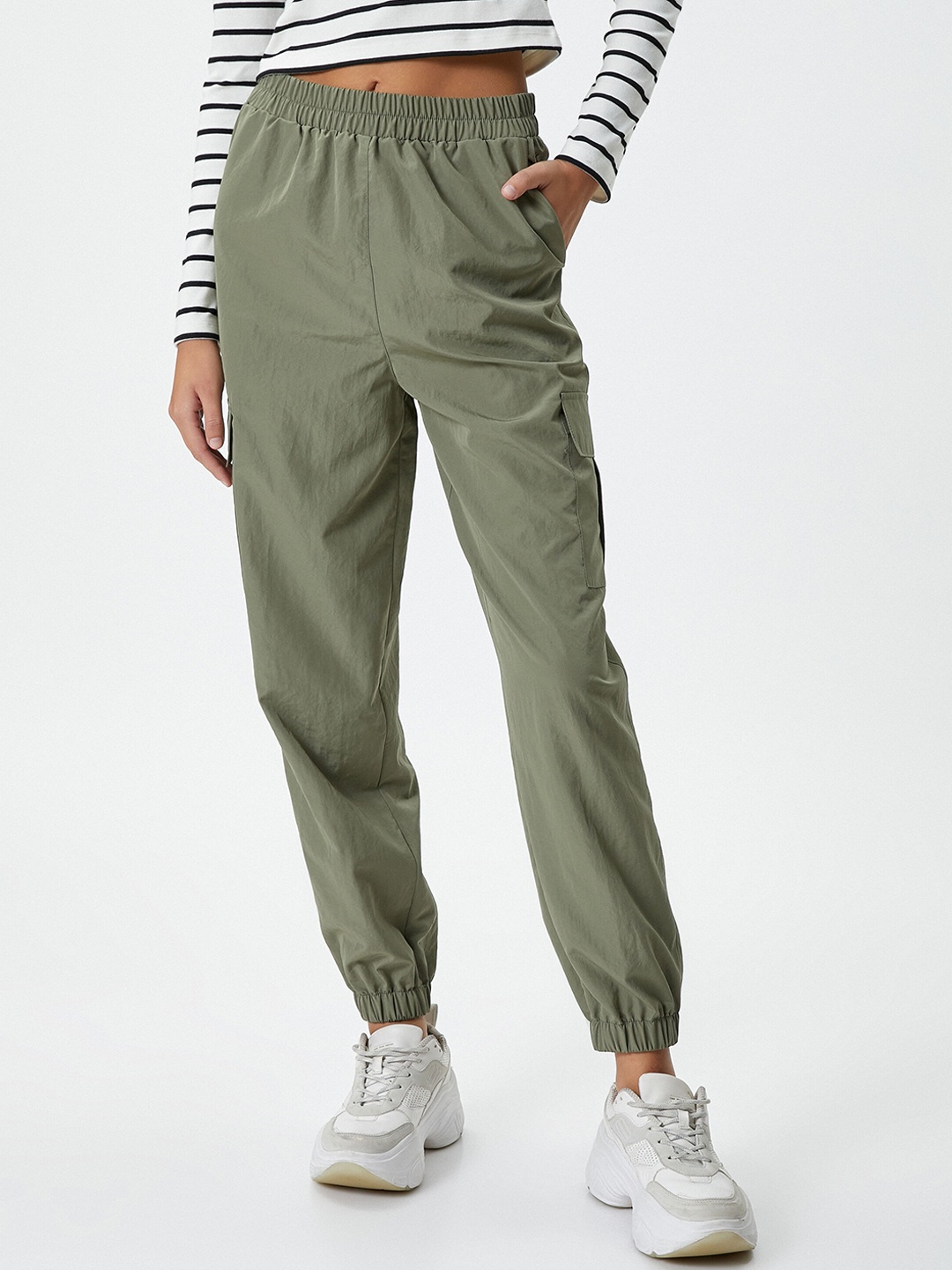 

Koton Women High-Rise Jogger Cargos, Olive