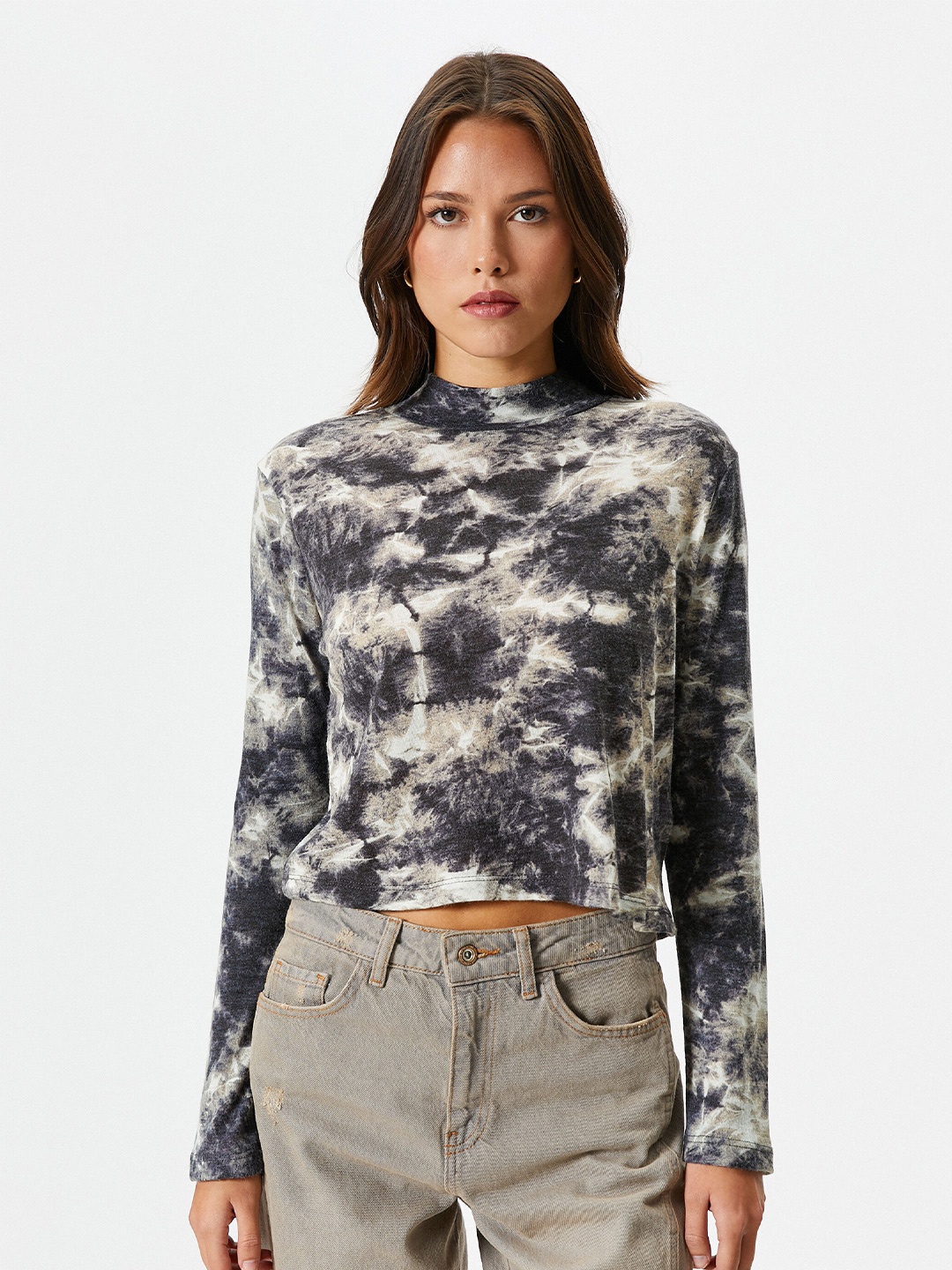 

Koton Abstract Printed High Neck Top, Blue