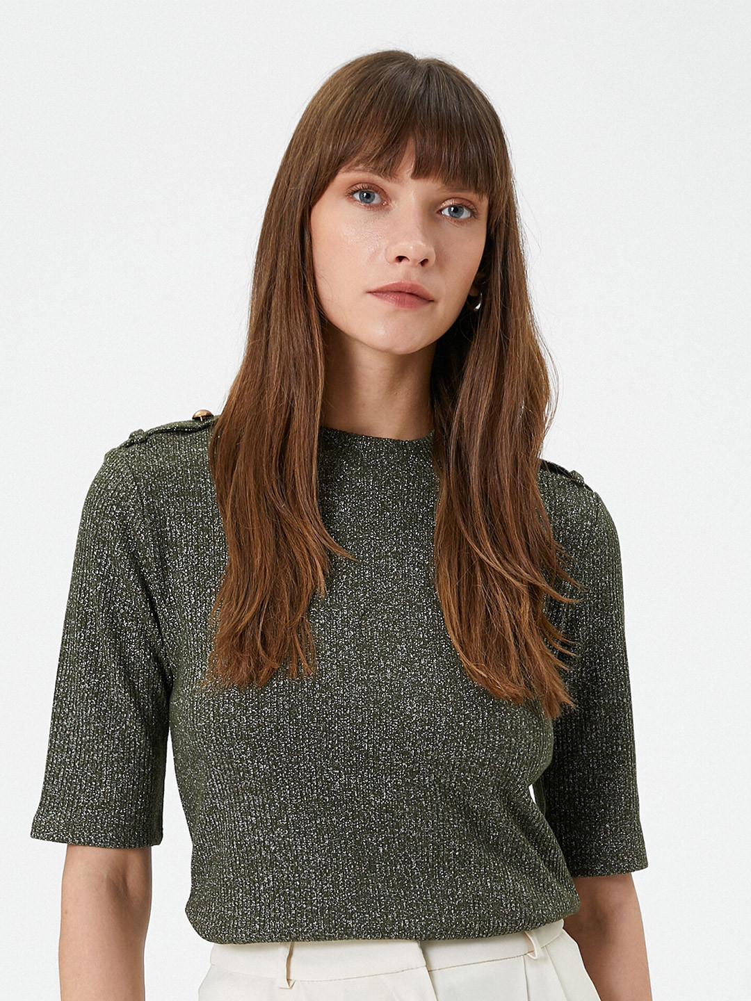 

Koton Round Neck Top, Grey
