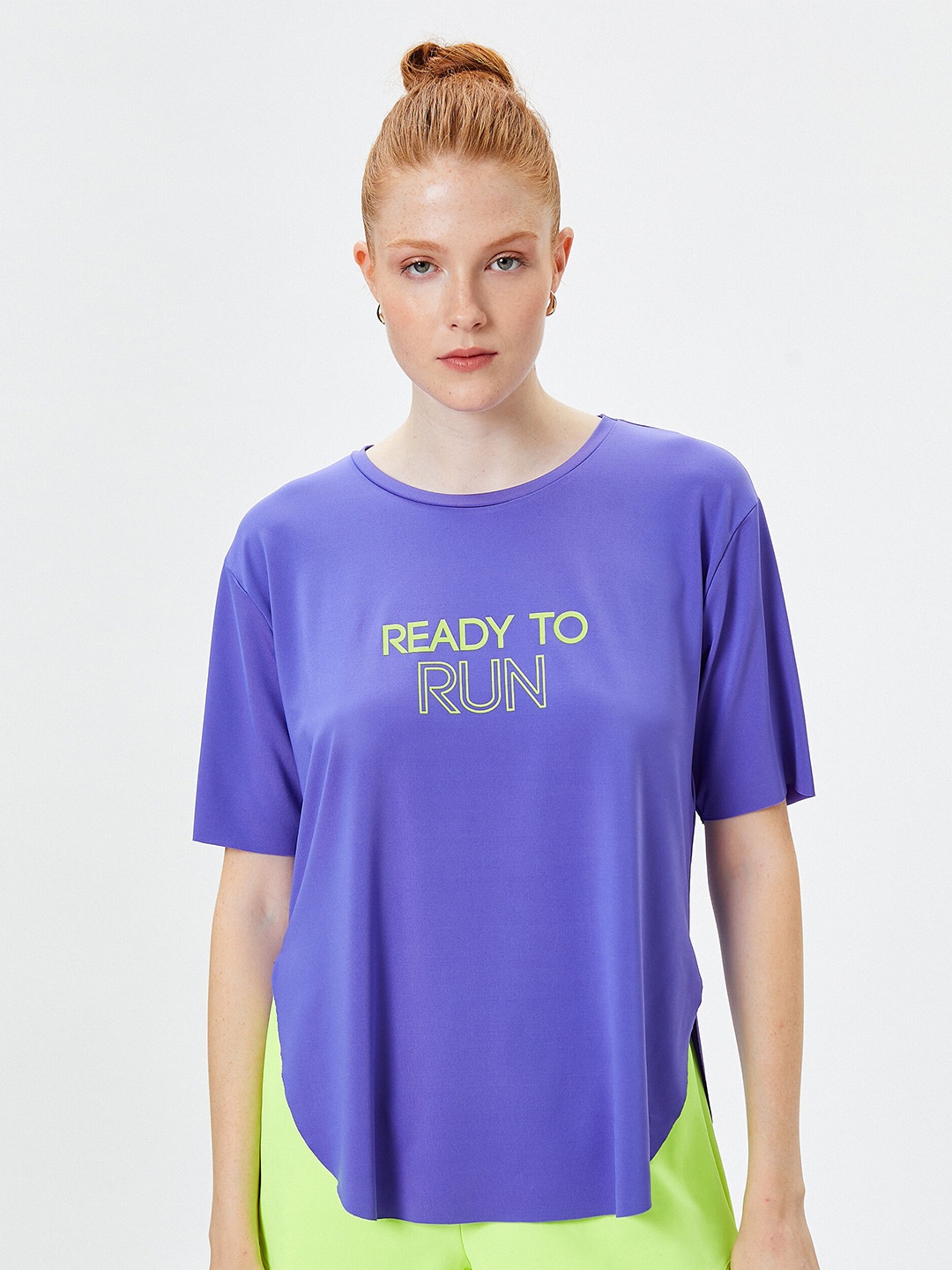 

Koton Typography Printed Drop Shoulder Regular Fit T-shirt, Purple