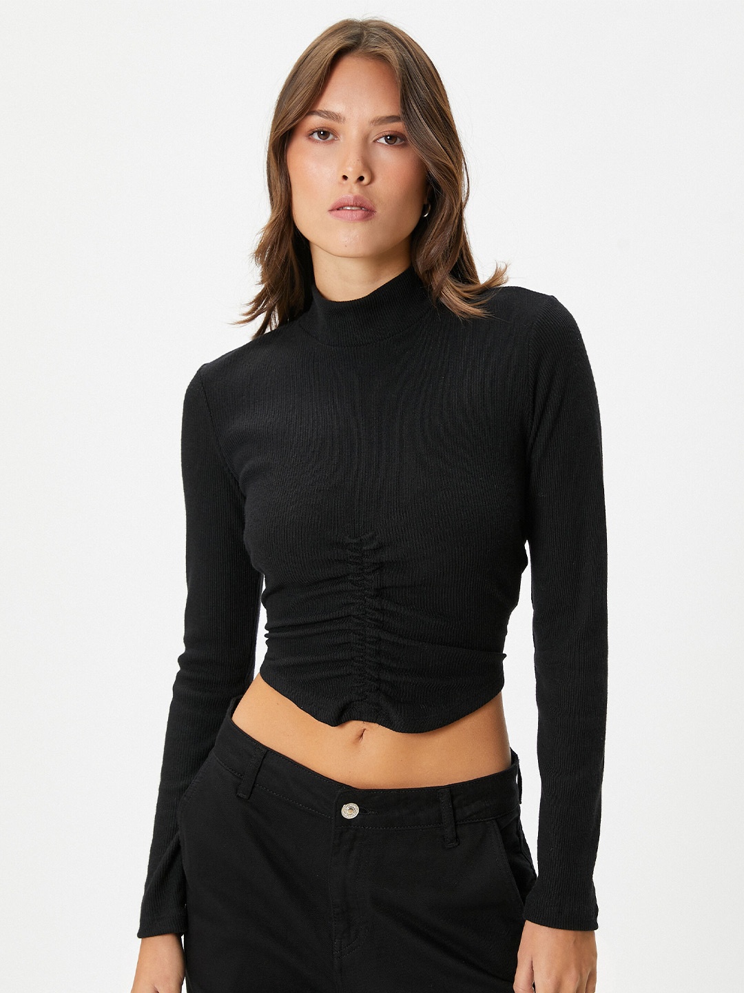 

Koton High Neck Fitted Top, Black