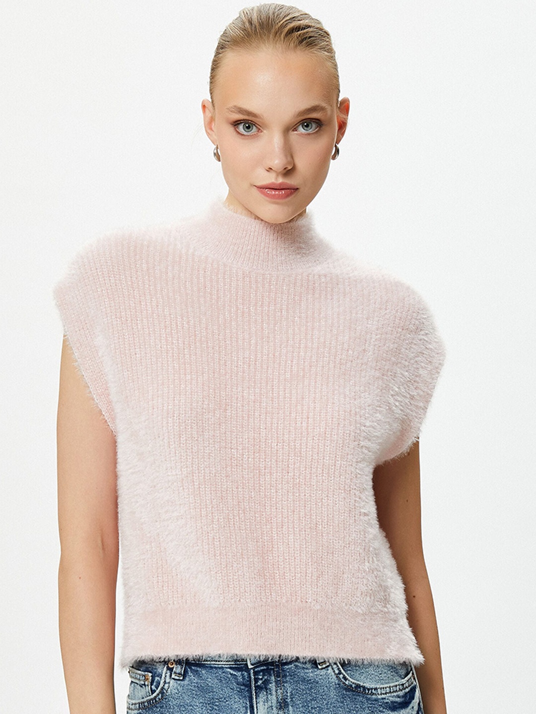 

Koton Ribbed High Neck Sweater, Pink