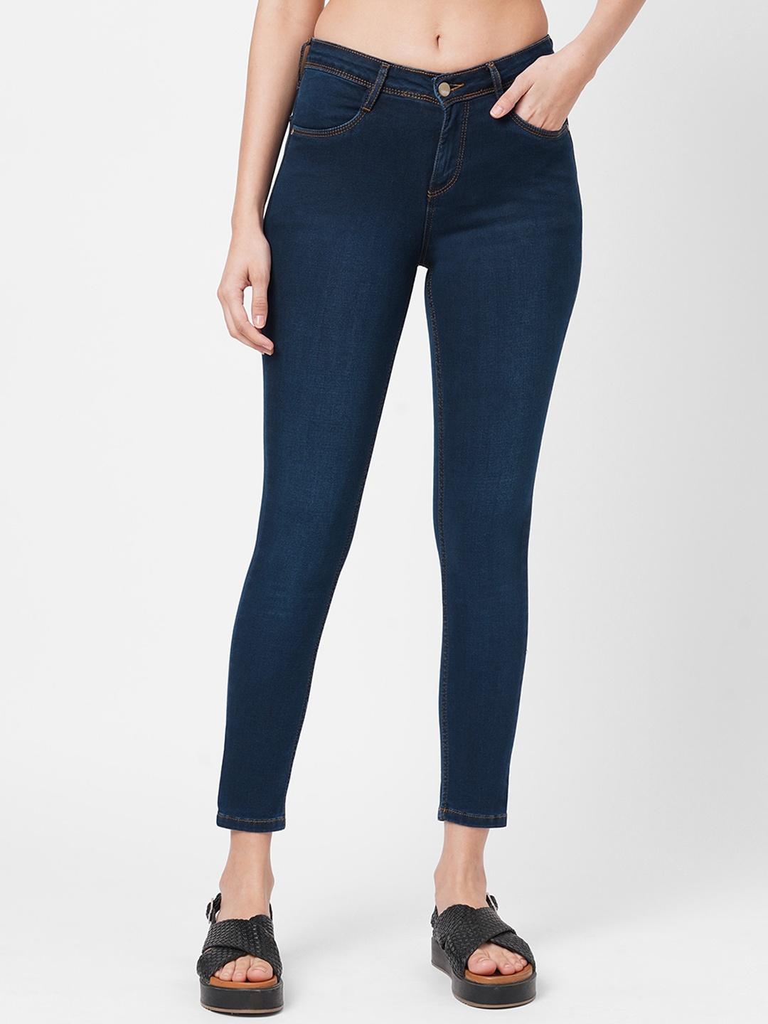 

Kraus Jeans Women Slim Fit High Rise Clean Look Light Fade Jeans, Blue