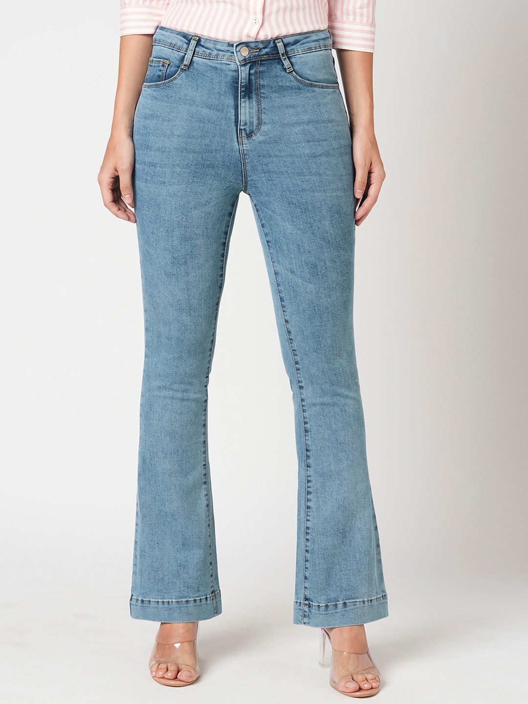 

Kraus Jeans Women Flared High Rise Jeans, Blue
