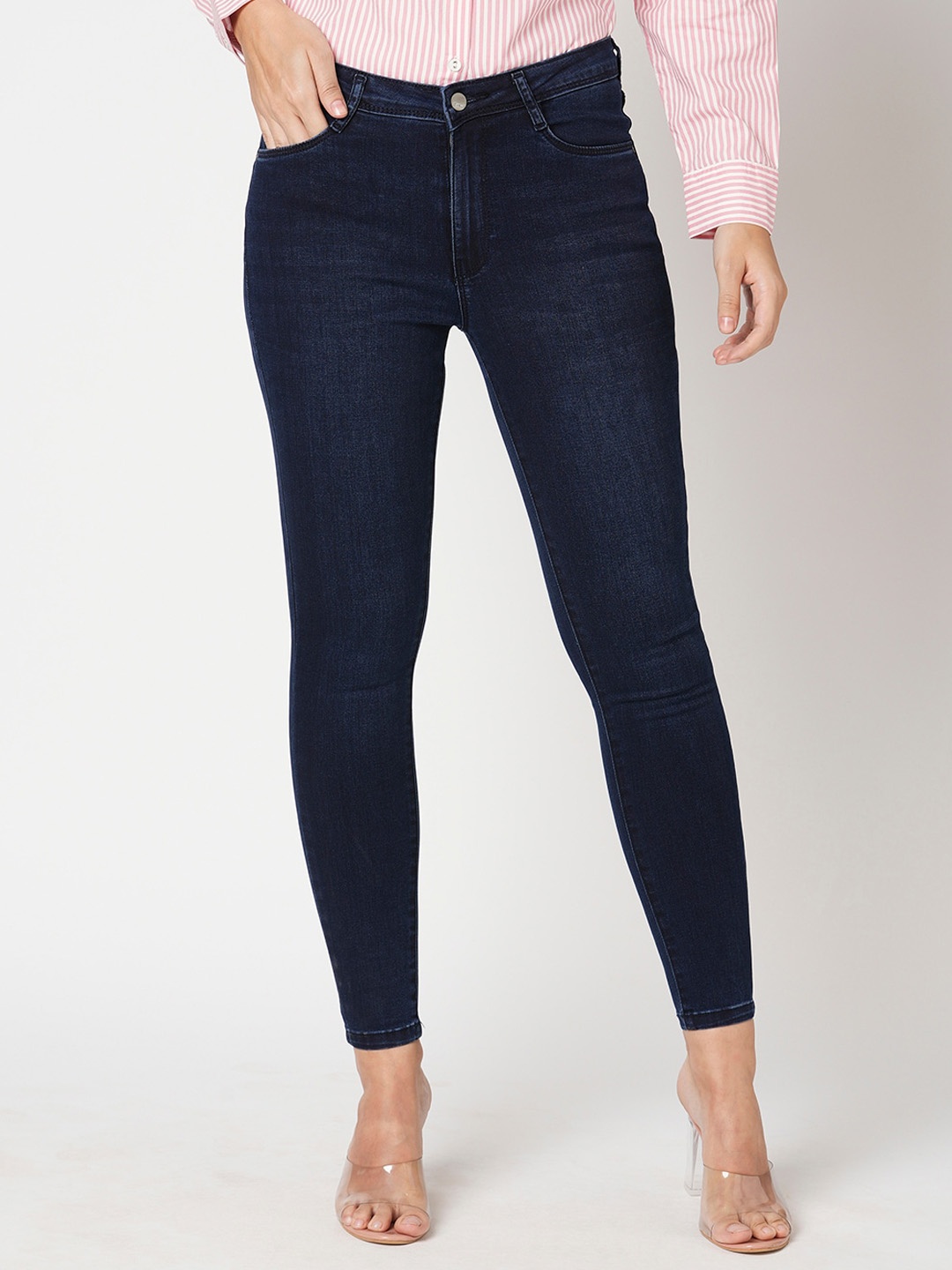 

Kraus Jeans Women Skinny Fit High-Rise Stretchable Jeans, Blue