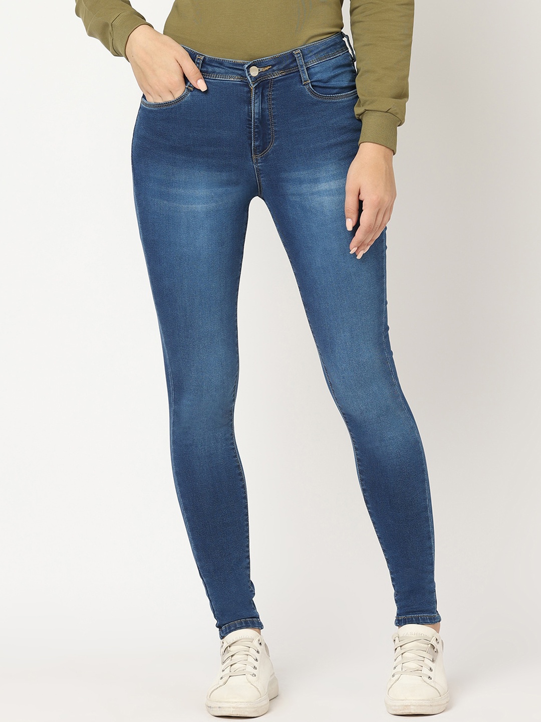 

Kraus Jeans Women Skinny Fit High-Rise Stretchable Jeans, Blue