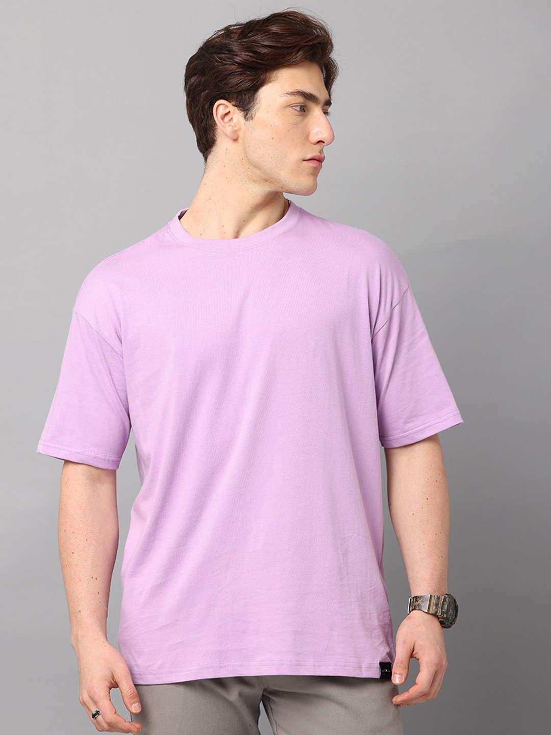 

SILISOUL Pure Cotton Oversized Fit T-Shirt, Lavender