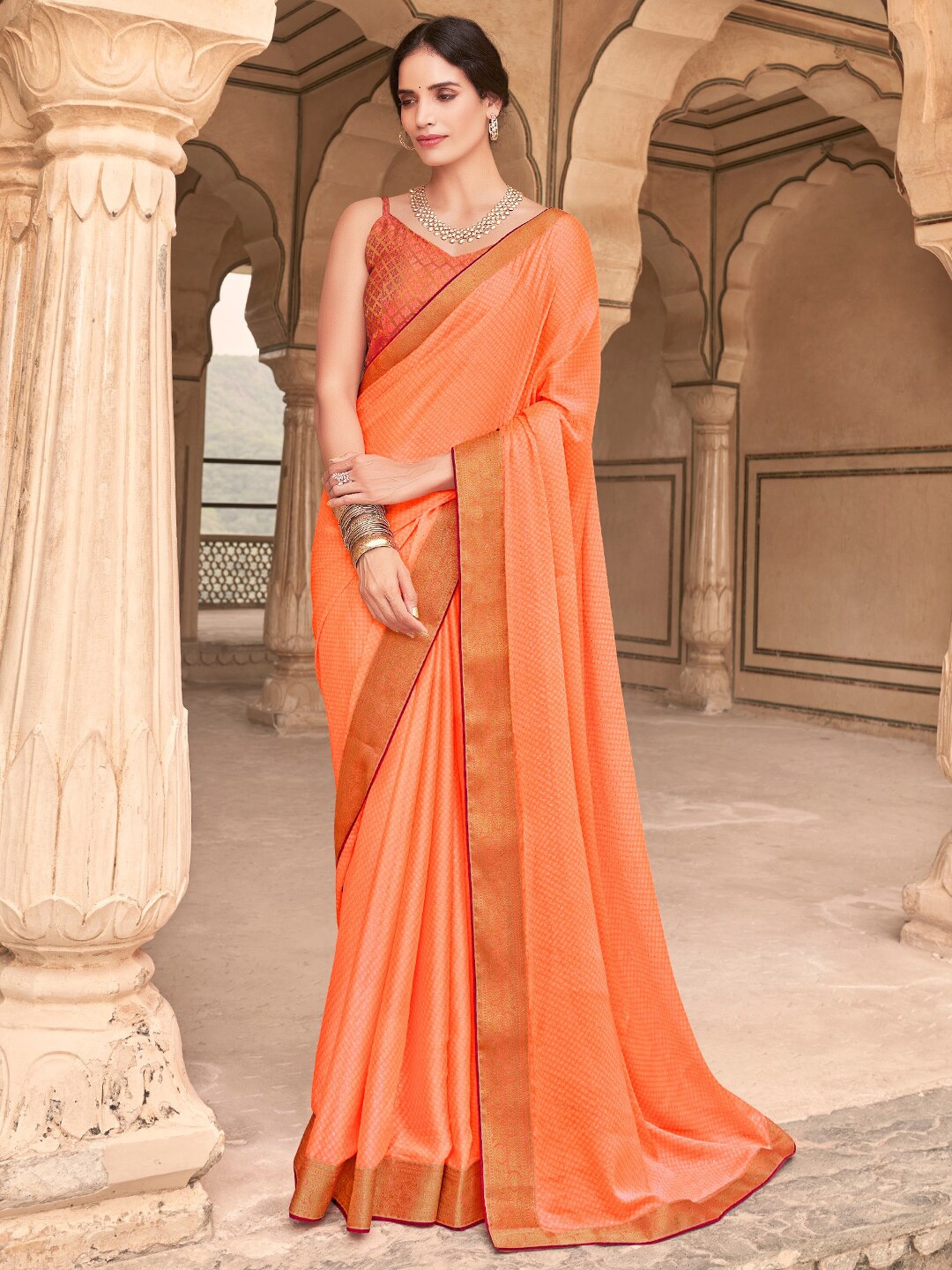 

SANSKAR Ethnic Motifs Saree, Orange