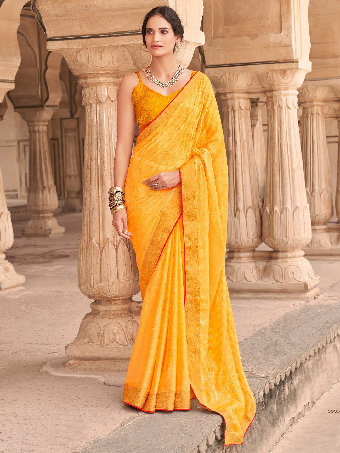 

SANSKAR Ethnic Motifs Saree, Mustard