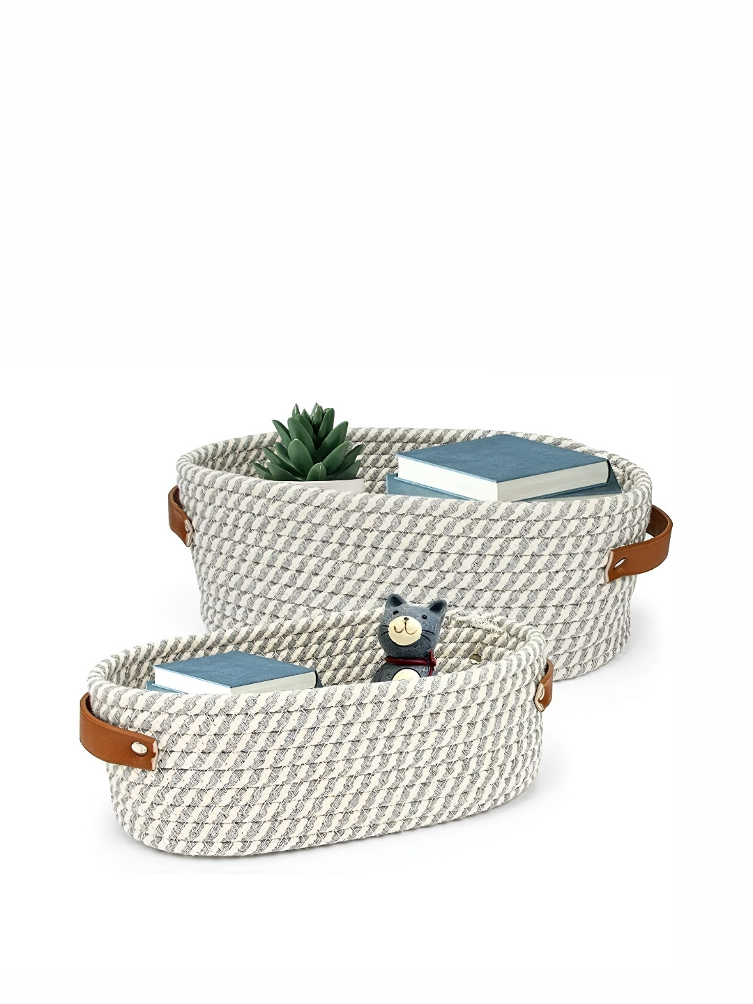 

Textile and Beyond Grey & White 2 Pieces Jute Tote Basket