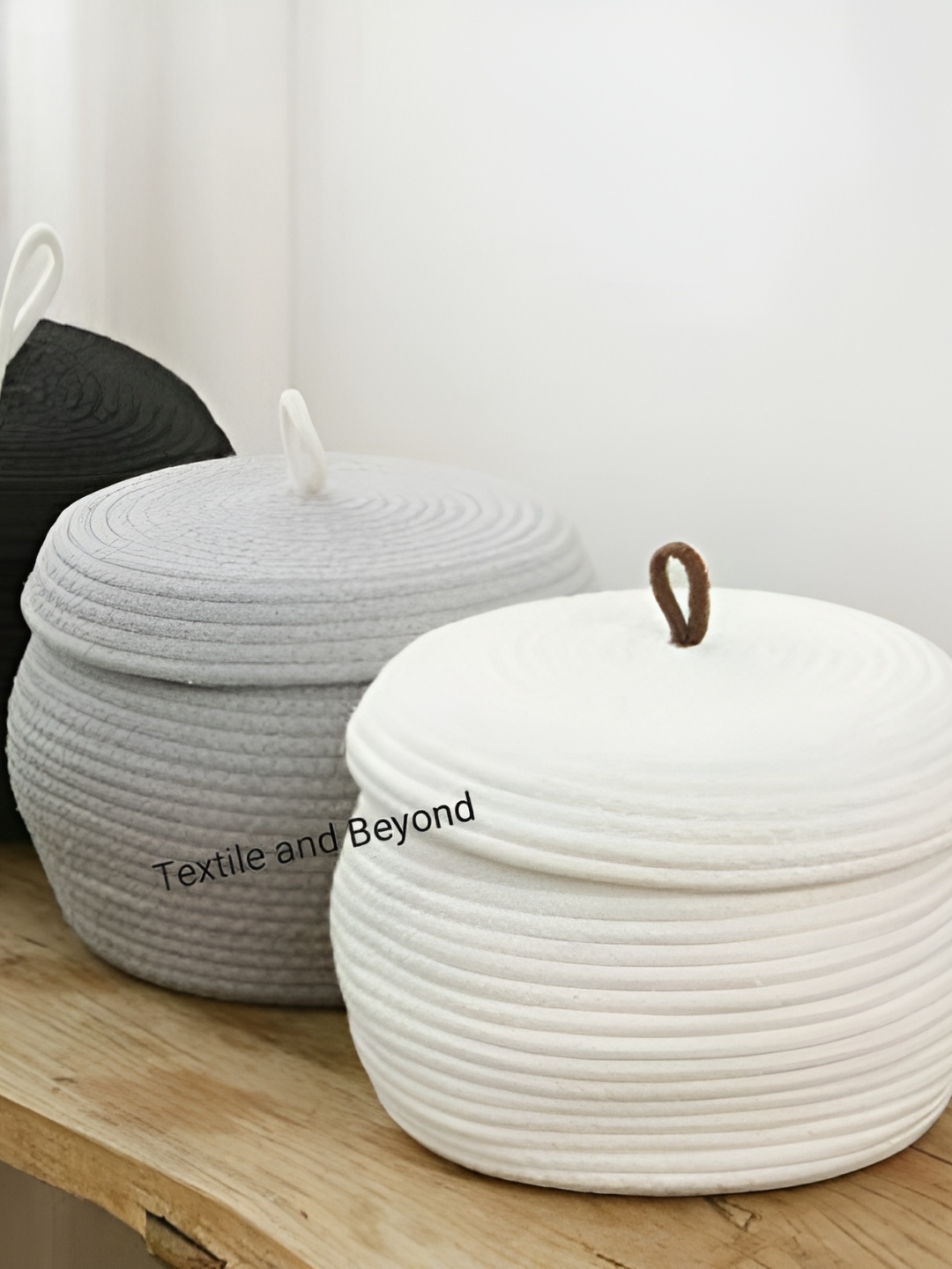 

Textile and Beyond Grey Jute Tote Basket