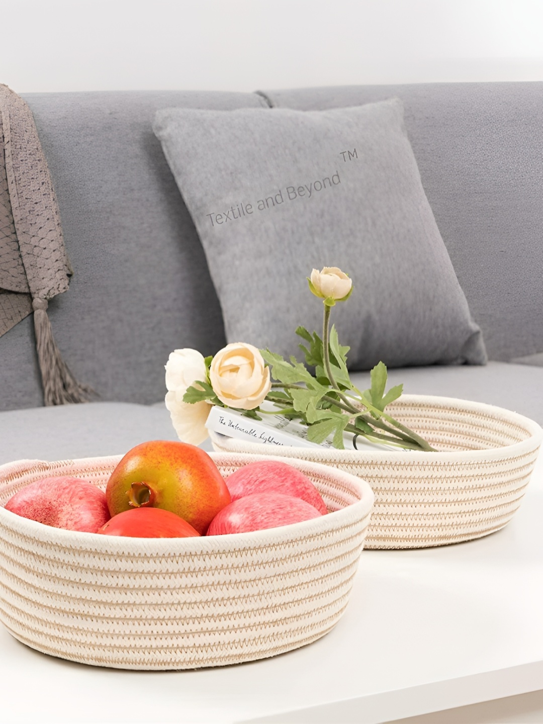 

Textile and Beyond White 3 Pieces Jute Tote Basket