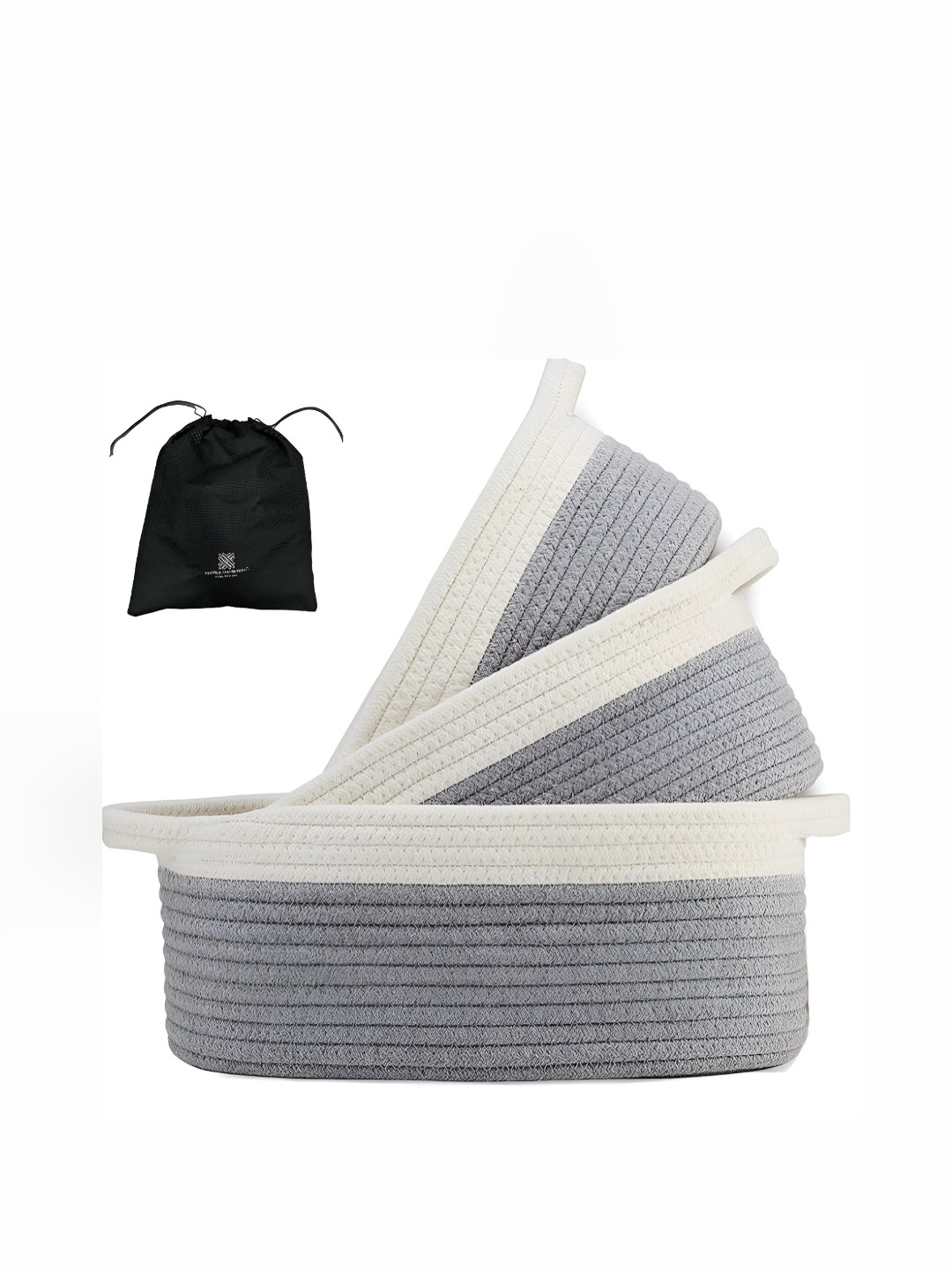 

Textile and Beyond Grey & White 3 Pieces Jute Tote Basket