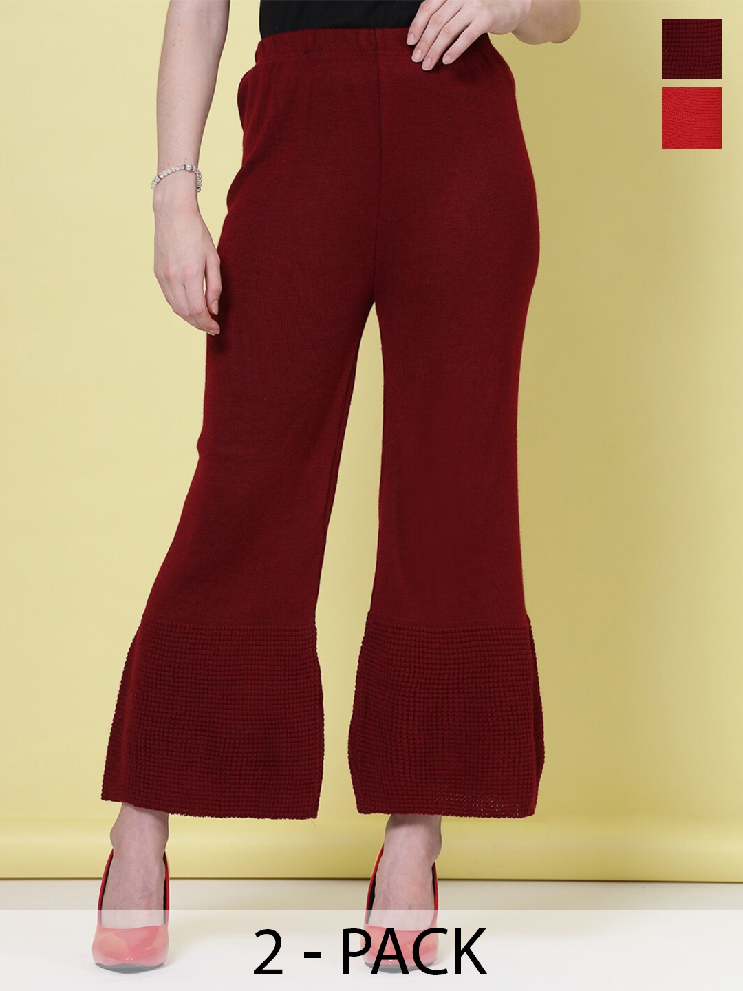 

Clora Creation Women Pack of 2 Palazzos, Maroon