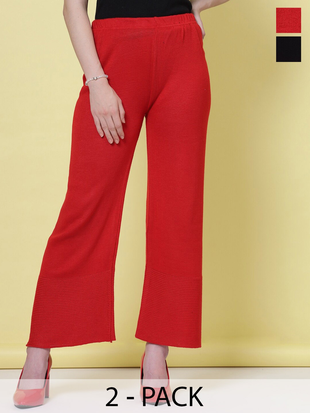 

Clora Creation Women Pack of 2 Palazzos, Red